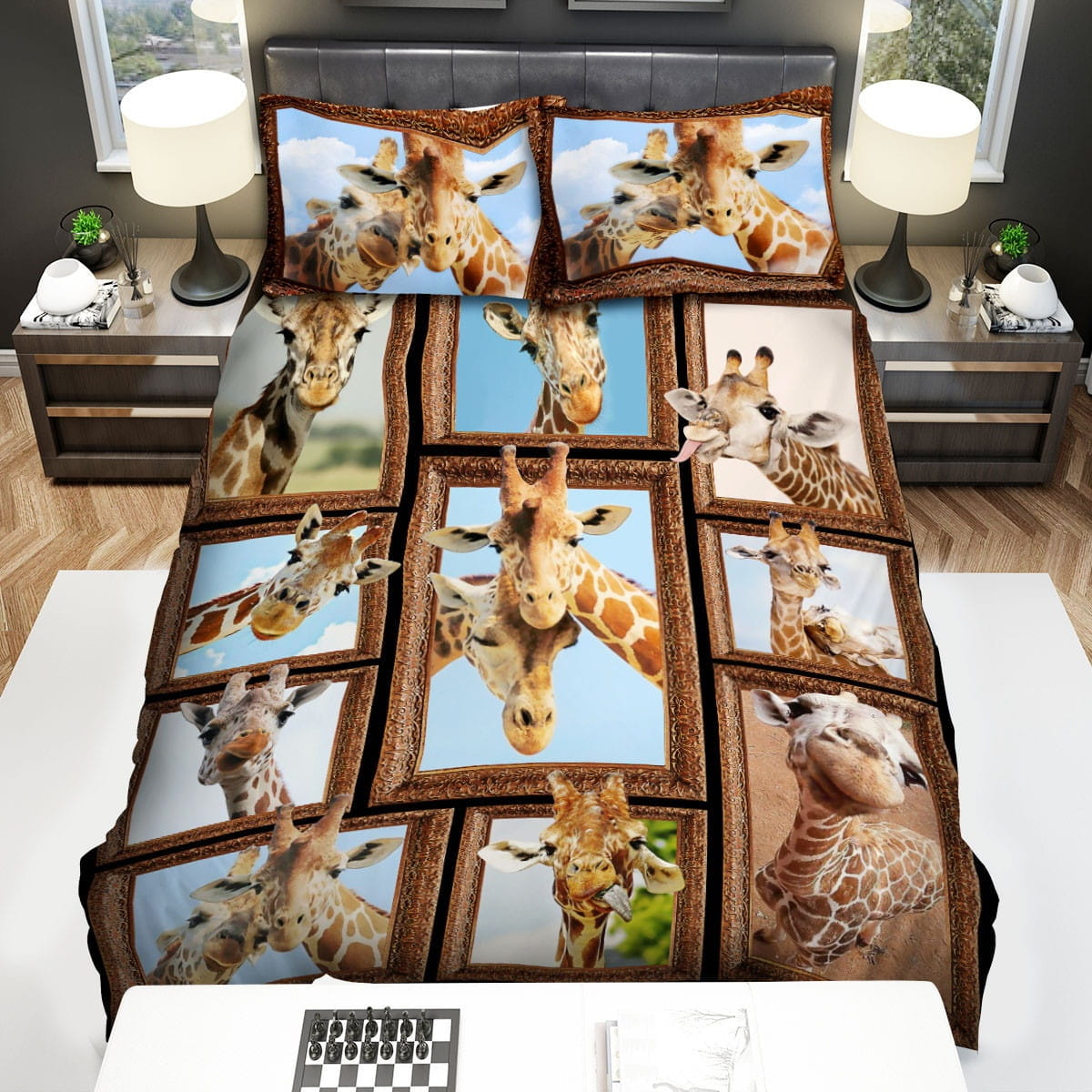 Emotions Of Giraffe Bedding Sets, Flatsheet Gift For Christmas, Thanksgiving, Halloween