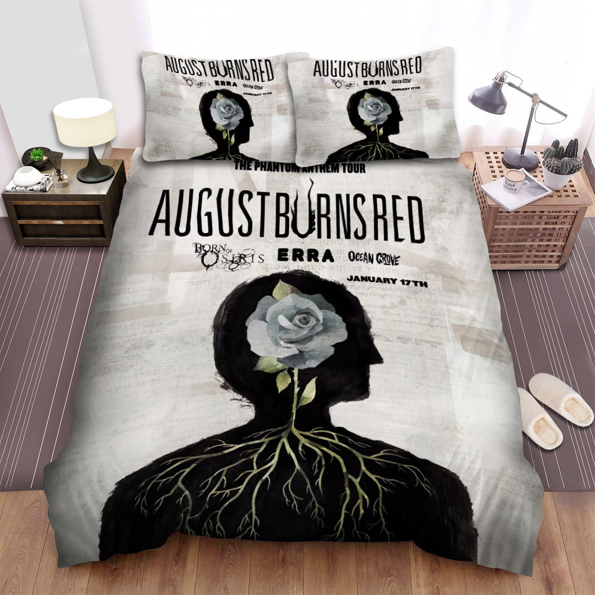 Erra August Burns Red Decorative Bedding Sets with Duvet Cover, Flatsheet, Pillowcases
