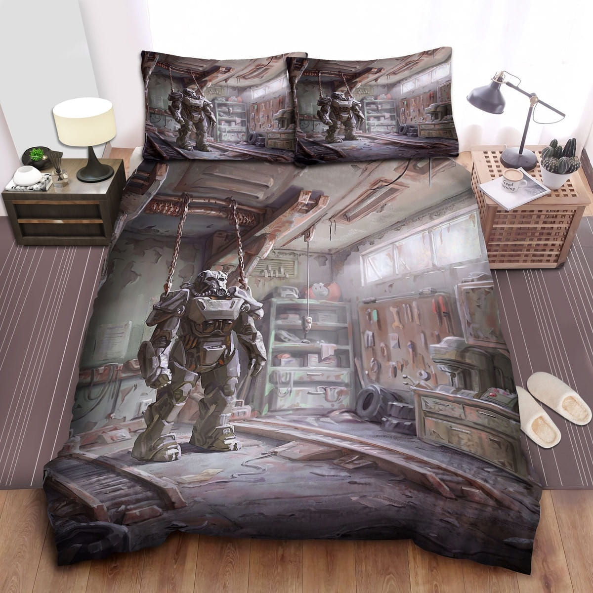 Fallout Mechanic Room Bedding Sets Duvet Cover, Flatsheet, Pillowcases For Every Bedroom