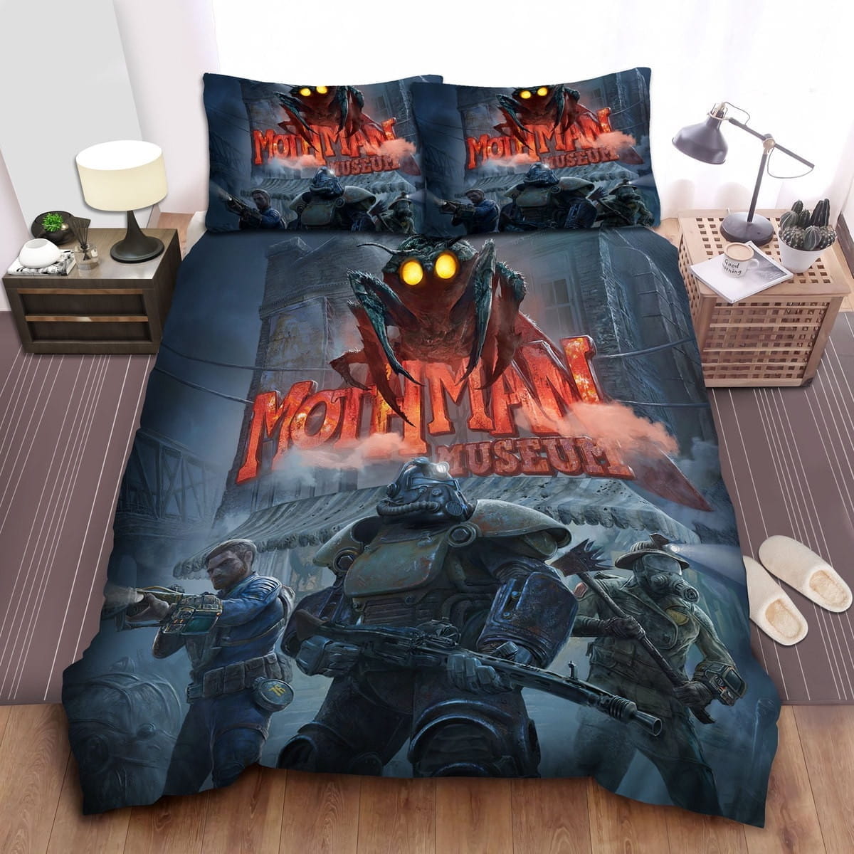 Fallout Moth Man Museum Bedding Sets Duvet Cover, Flatsheet, Pillowcases For Every Bedroom