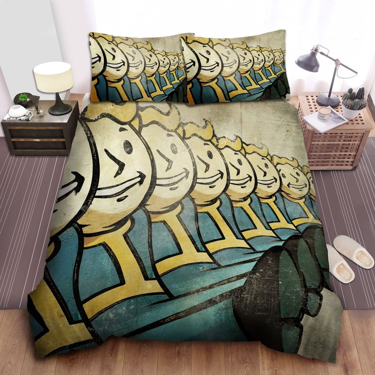 Fallout Smiling Vault Boy Bedding Sets, Flatsheet Gift For Wife, Husband, Besties
