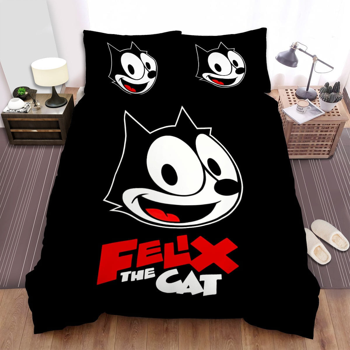 Felix The Cat Smiling Face Bedding Sets Duvet Cover, Flatsheet, Pillowcases For Every Bedroom