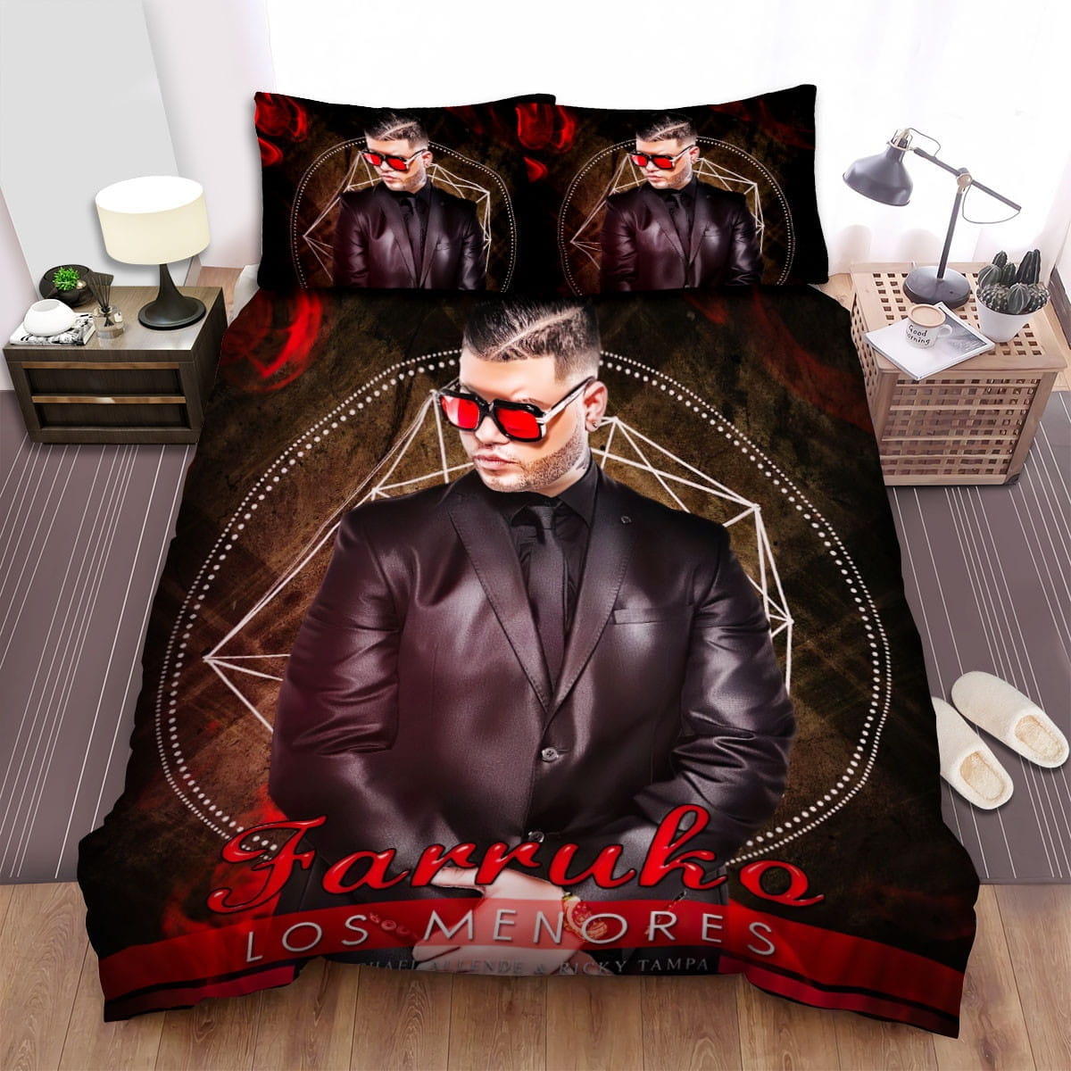 Farruko Red Glasses Bedding Sets Duvet Cover, Flatsheet, Pillowcase For Your Lover