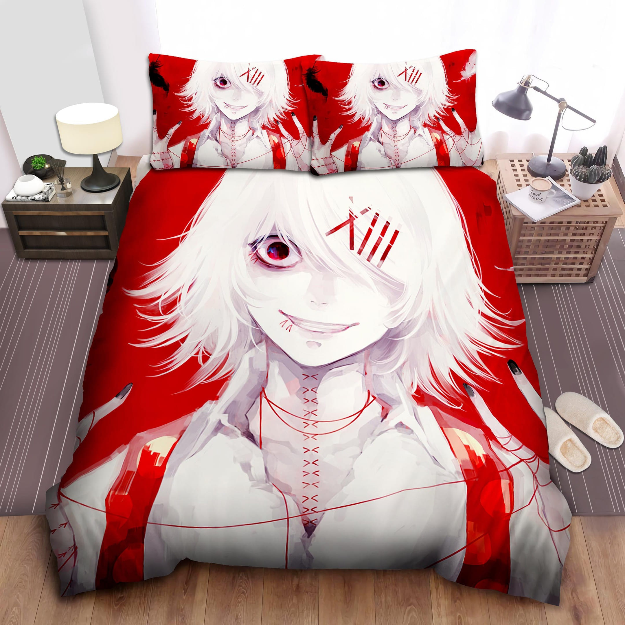 Feather And Juuzou Suzuya Bedding Sets Duvet Cover, Flatsheet, Pillowcases Perfect Gift For Fans