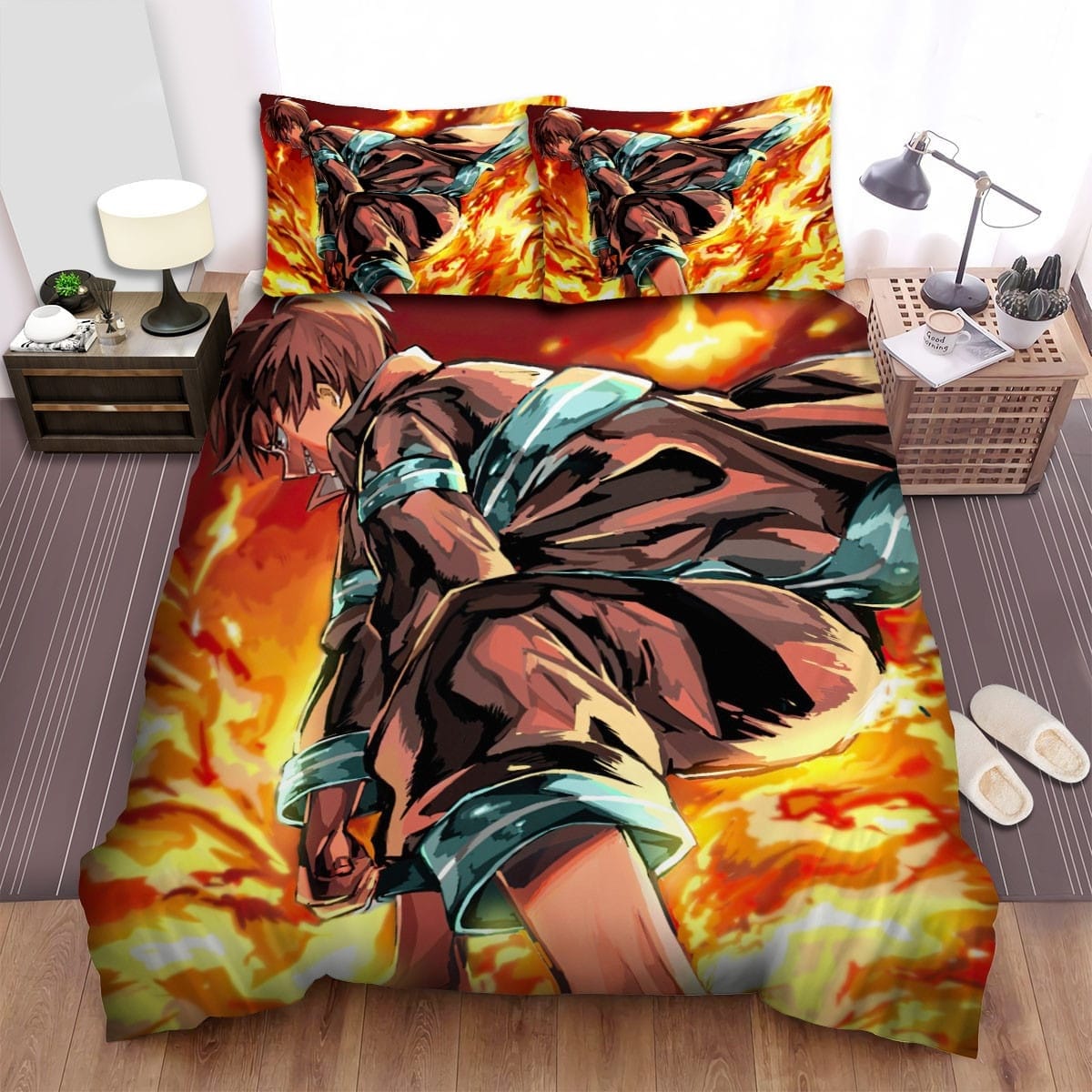 Fire Force Anime Art 1 Decorative Bedding Sets with Duvet Cover, Flatsheet, Pillowcases