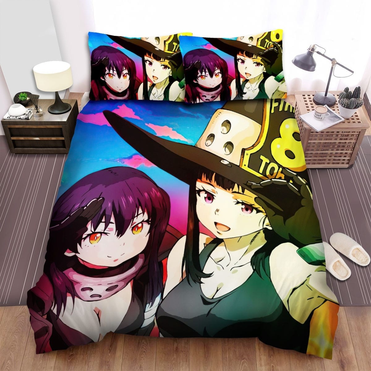 Fire Force Anime Girls Bedding Sets, Flatsheet Gift For Christmas, Thanksgiving, Halloween