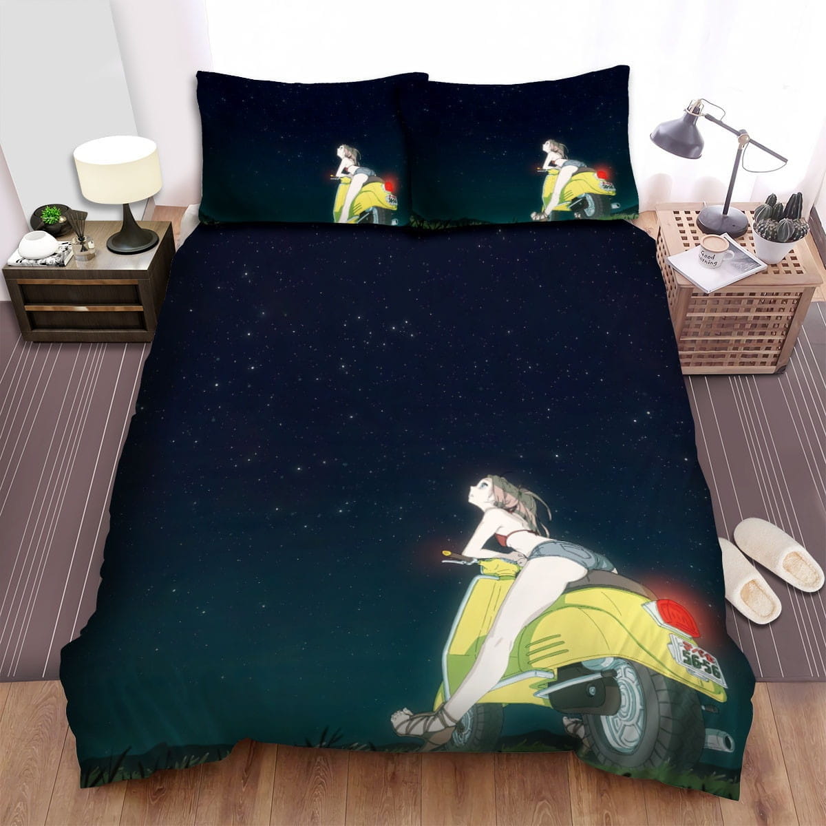 Flcl Night Sky Watching Bedding Sets, Flatsheet Gift For Christmas, Thanksgiving, Halloween