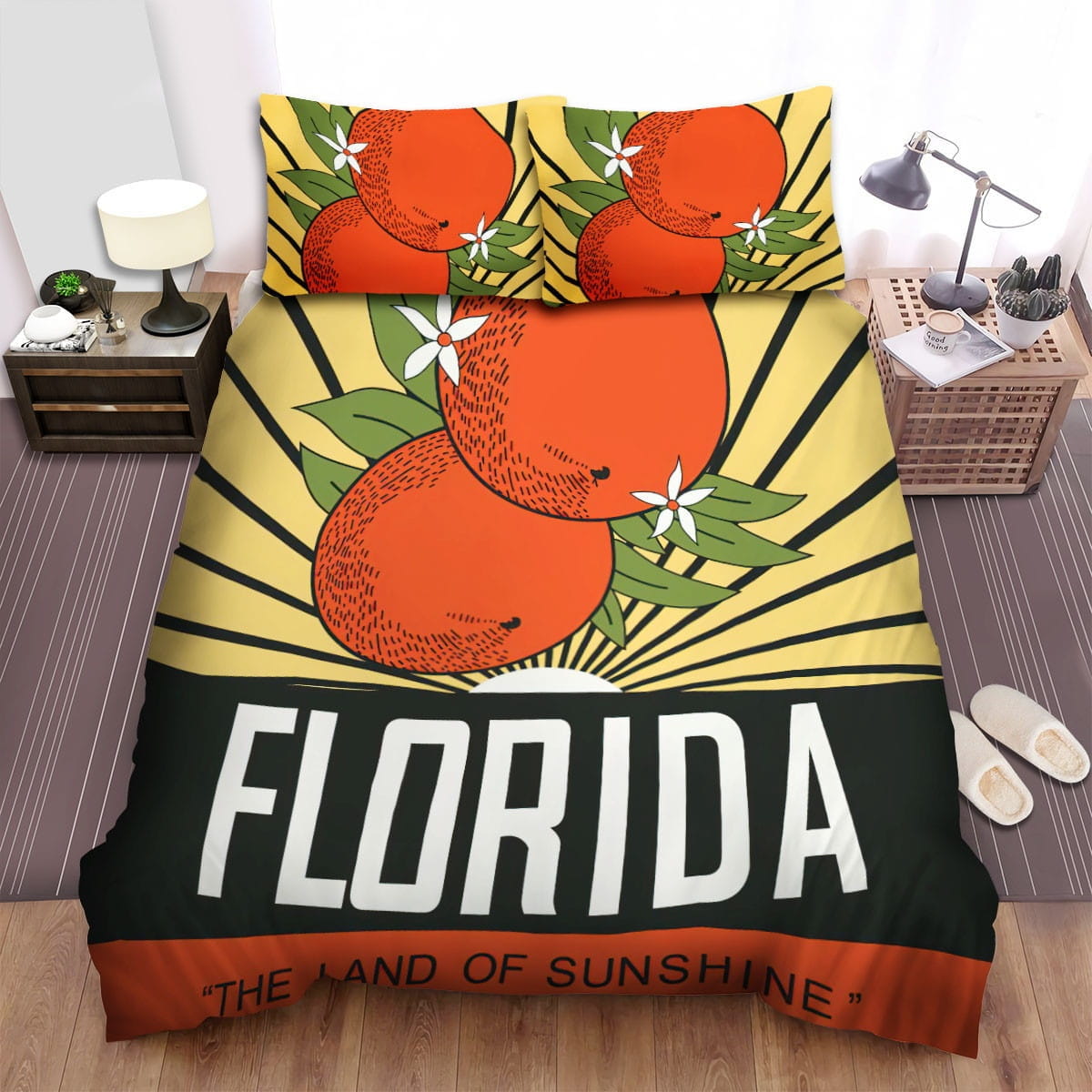 Florida Oranges Bedding Sets, Flatsheet Gift For Christmas, Thanksgiving, Halloween