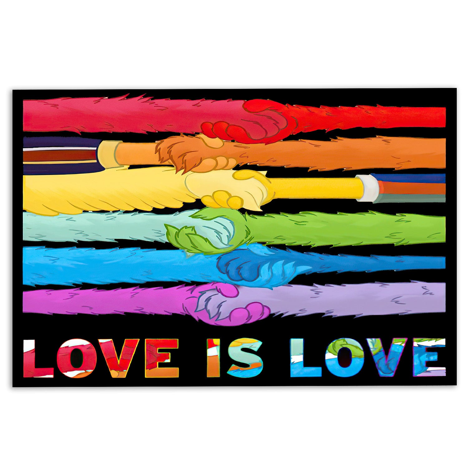 Lgbt Rubber Doormat, Lgbt Pride Support Gift Idea Love Is Love Rainbow Hand Together Welcome Doormat, Indoor Outdoor Door Mat, Home Decor