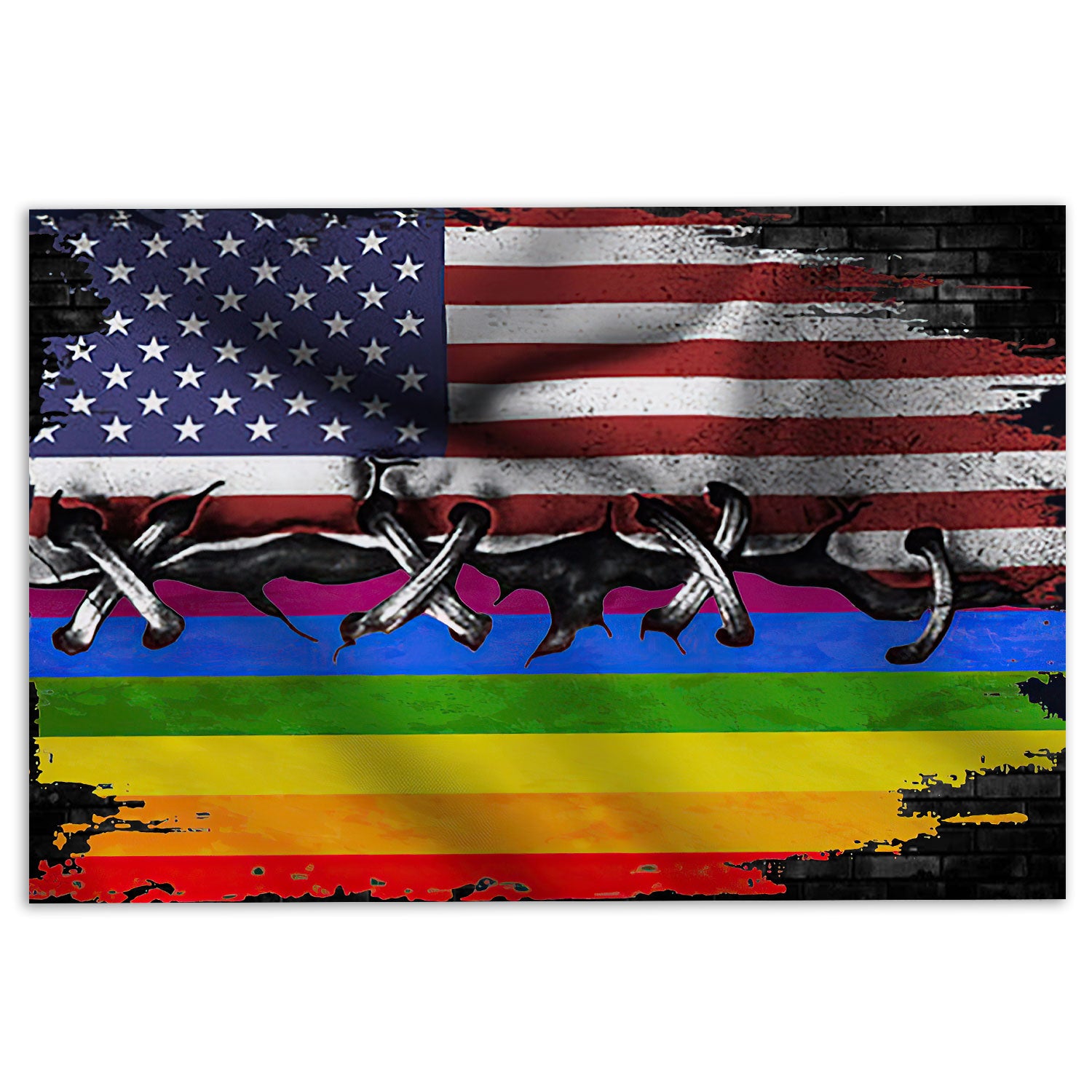 Lgbt Rubber Doormat, Lgbt Pride Support Gift Idea America Us Rainbow Flag Welcome Doormat, Indoor Outdoor Door Mat, Home Decor