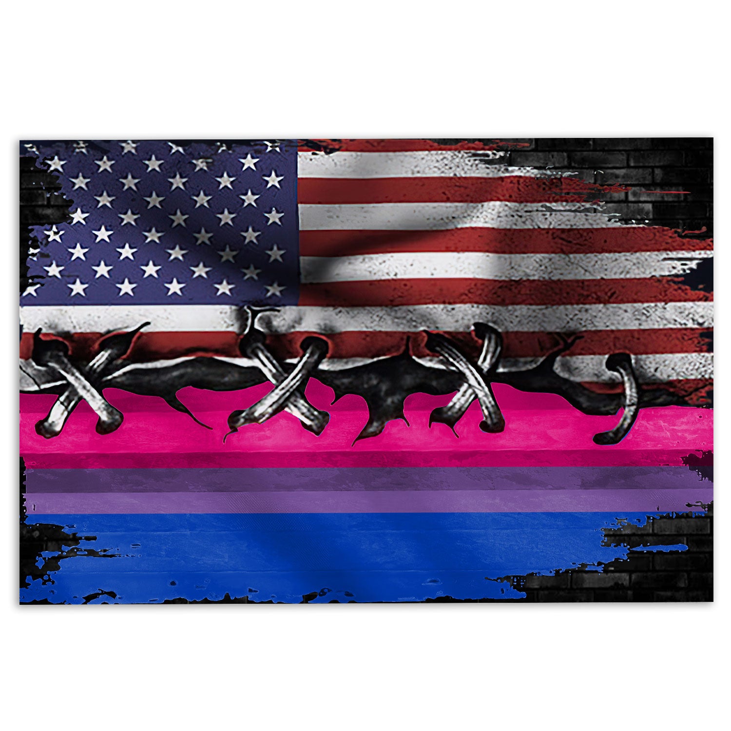 Lgbt Rubber Doormat, Lgbt Pride Support Gift Idea America Us Bisexual Flag Welcome Doormat, Indoor Outdoor Door Mat, Home Decor