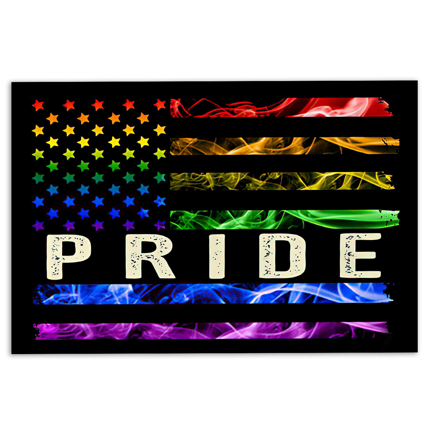Lgbt Rubber Doormat, Lgbt Pride Support Gift Idea Rainbow Smoke America Us Flag Welcome Doormat, Indoor Outdoor Door Mat, Home Decor