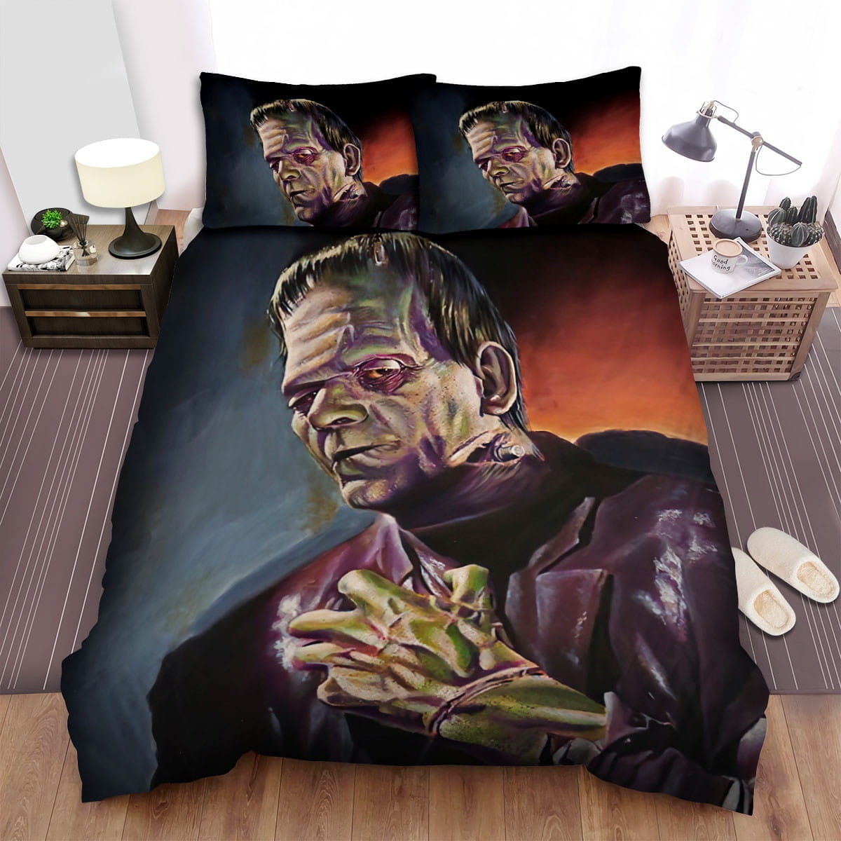 Frankenstein Face Decorative Bedding Sets with Duvet Cover, Flatsheet, Pillowcases