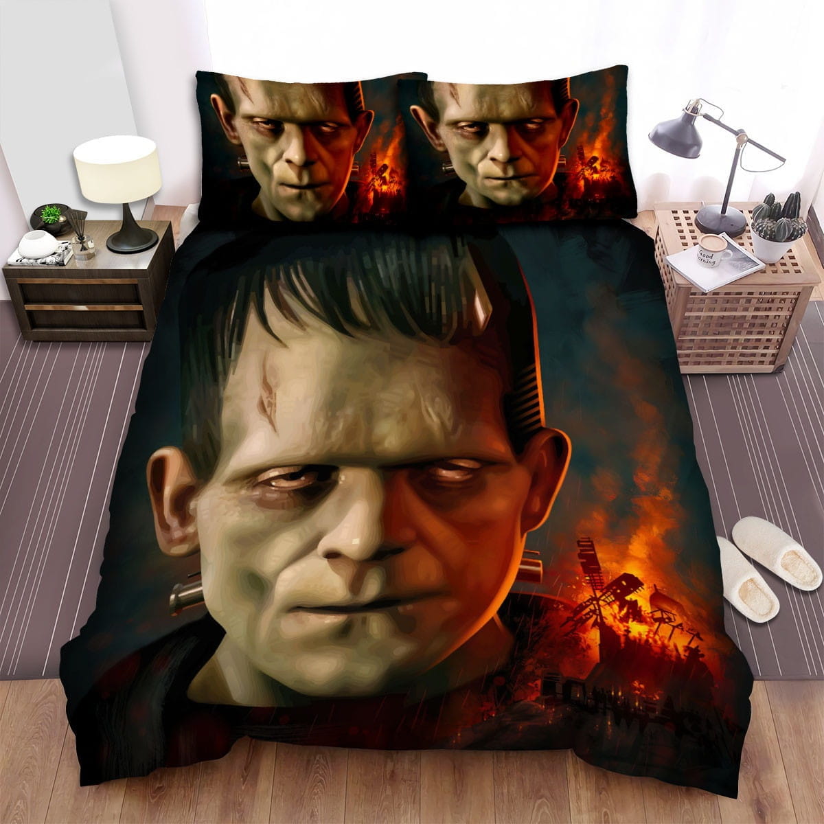 Frankenstein Face Bedding Sets, Flatsheet Gift For Wife, Husband, Besties