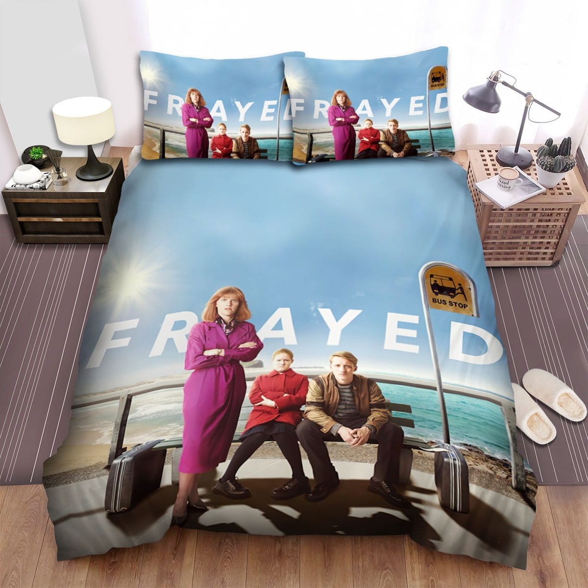 Frayed Sea Background Bedding Sets, Flatsheet Gift For Wife, Husband, Besties