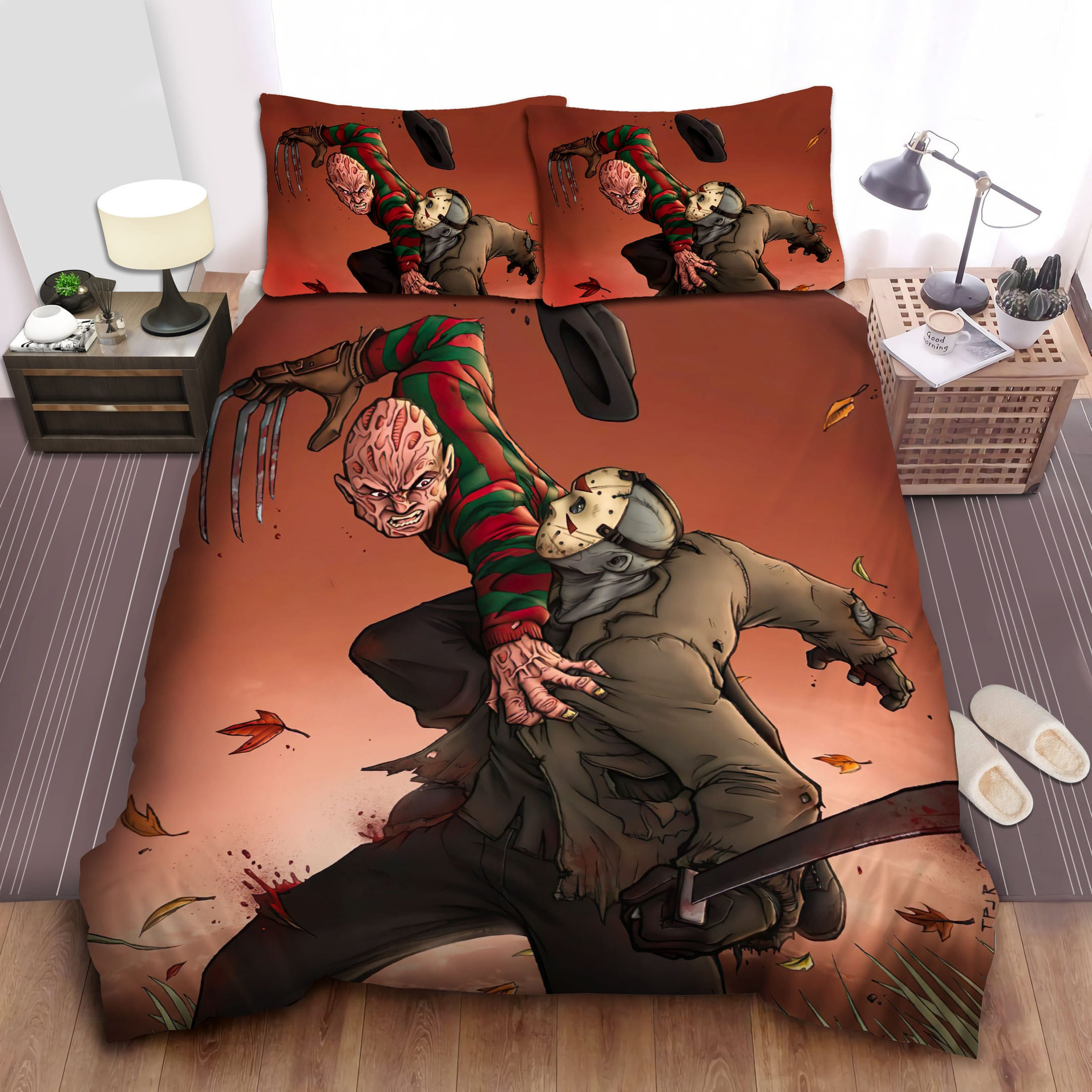 Freddy Krueger Fighting Bedding Sets Duvet Cover, Flatsheet, Pillowcases Perfect Gift For Fans