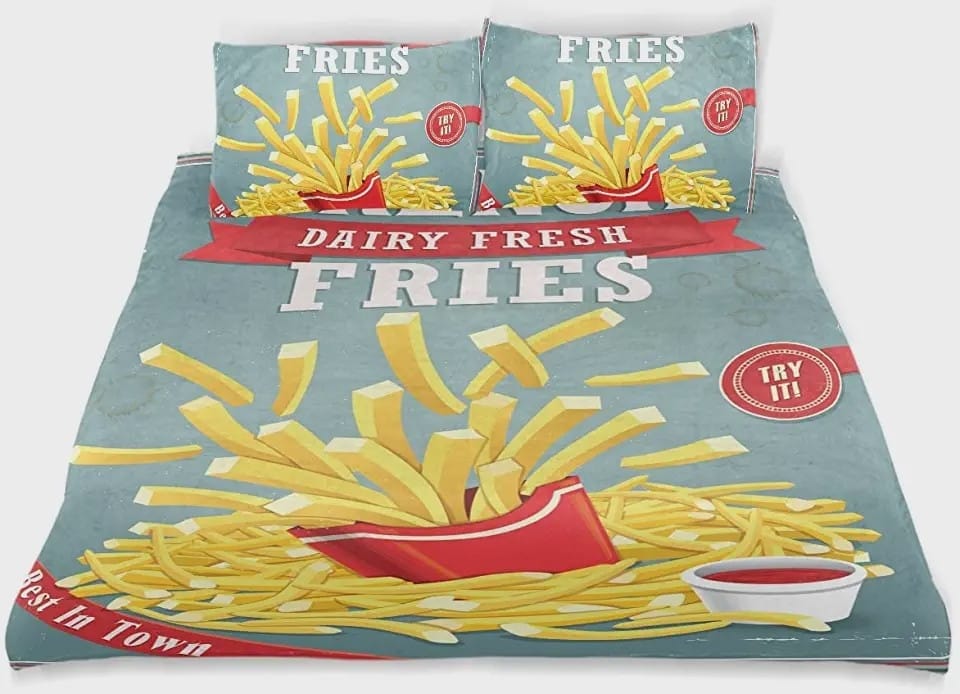 French Fries Bedding Sets, Flatsheet Gift For Wife, Husband, Besties