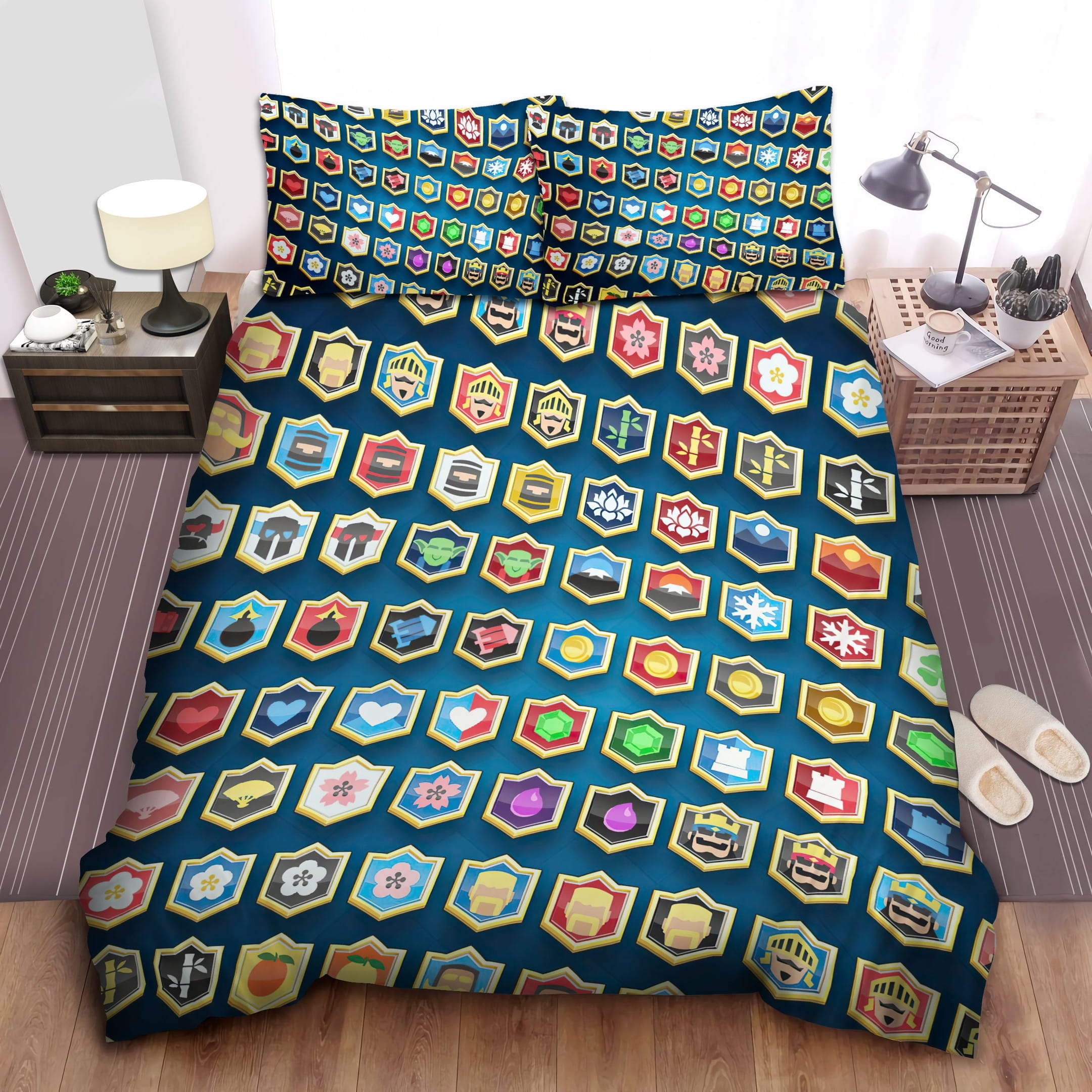 Games Badges Bedding Sets, Flatsheet Gift For Wife, Husband, Besties
