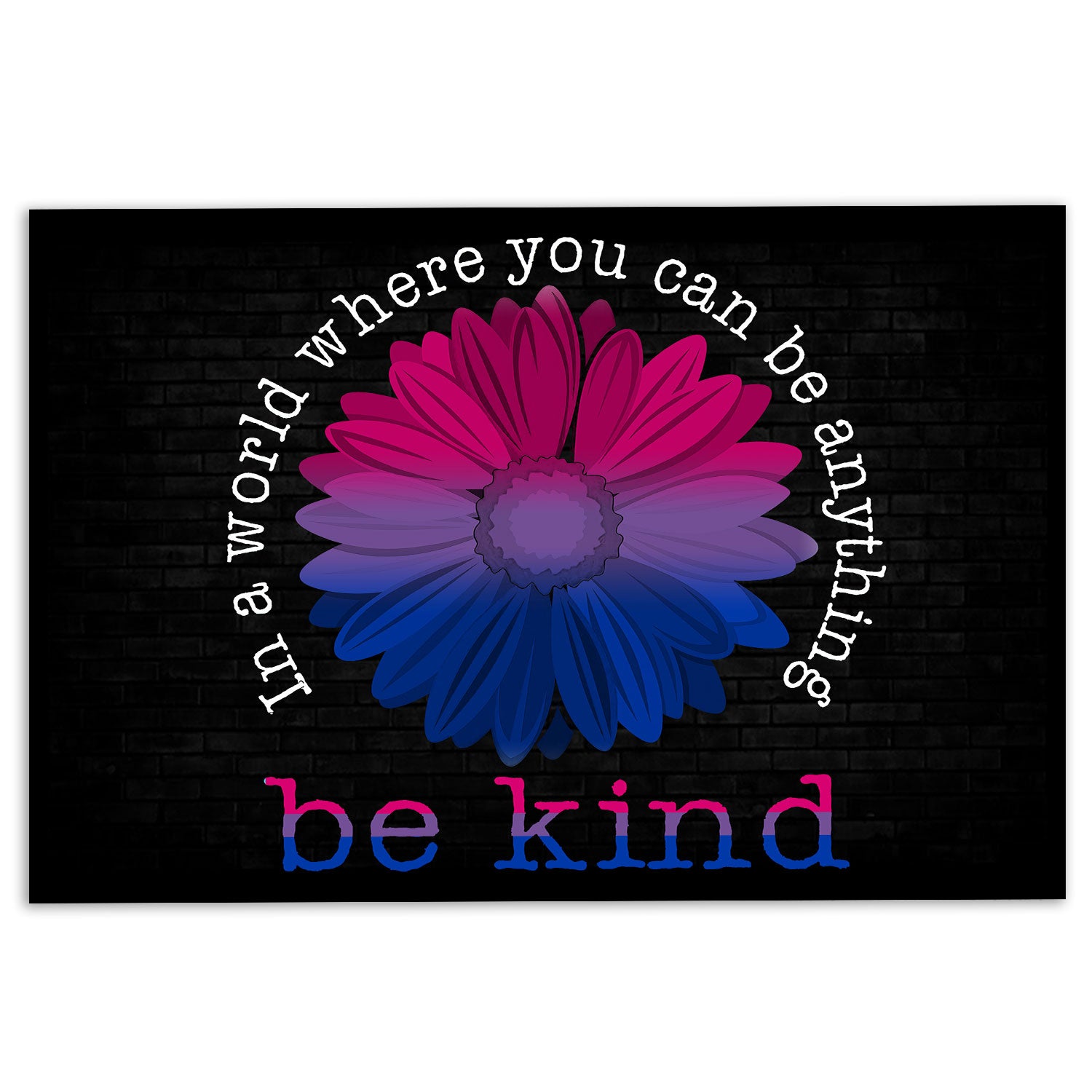 Lgbt Rubber Doormat, Lgbt Bisexual Pride Support Gift Idea Be Kind Sunflower Black Welcome Doormat, Indoor Outdoor Door Mat, Home Decor