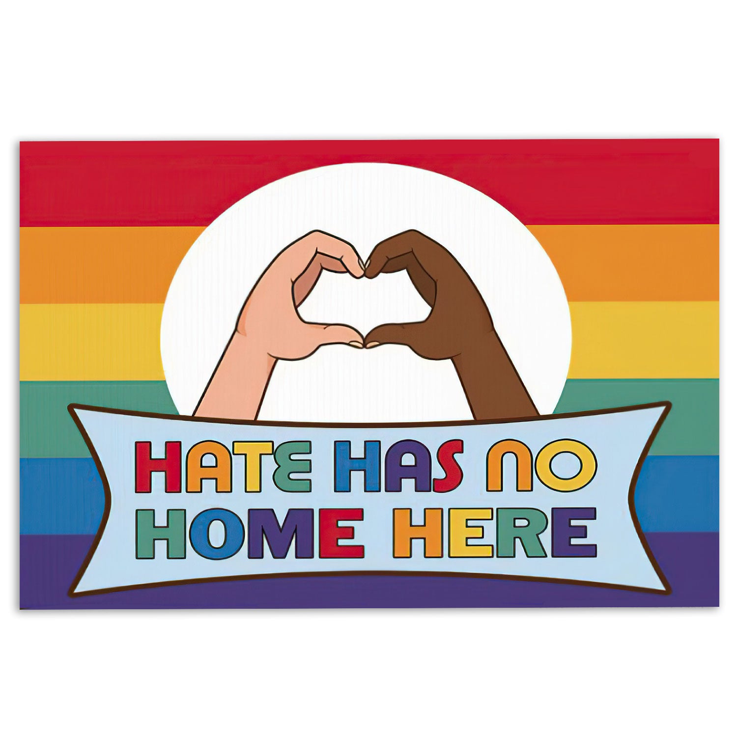 Lgbt Rubber Doormat, Lgbt Pride Support Gift Heart Hand Sign Hate No Home Rainbow Welcome Doormat, Indoor Outdoor Door Mat, Home Decor