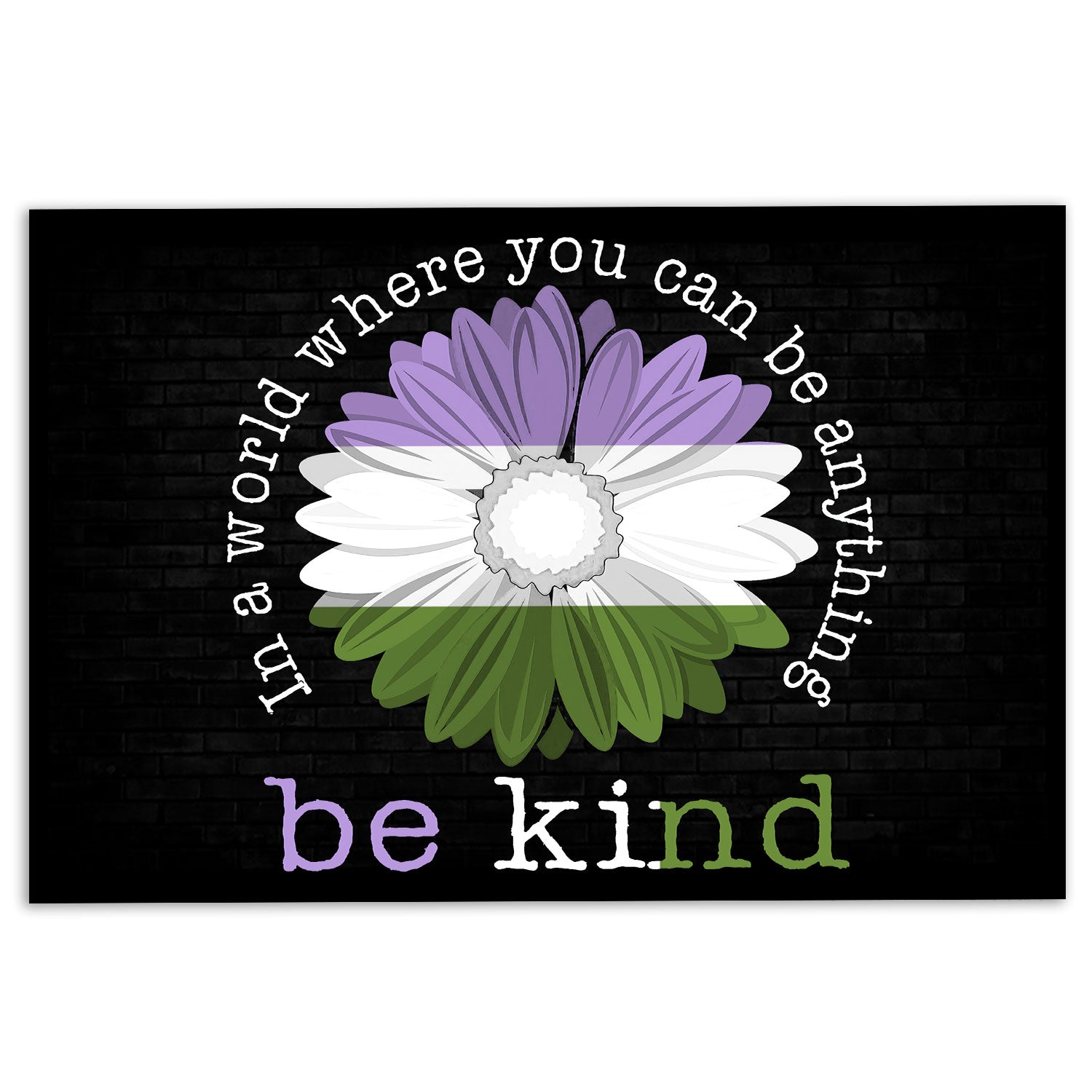 Lgbt Rubber Doormat, Lgbt Genderqueer Pride Support Gift Be Kind Sunflower Black Welcome Doormat, Indoor Outdoor Door Mat, Home Decor