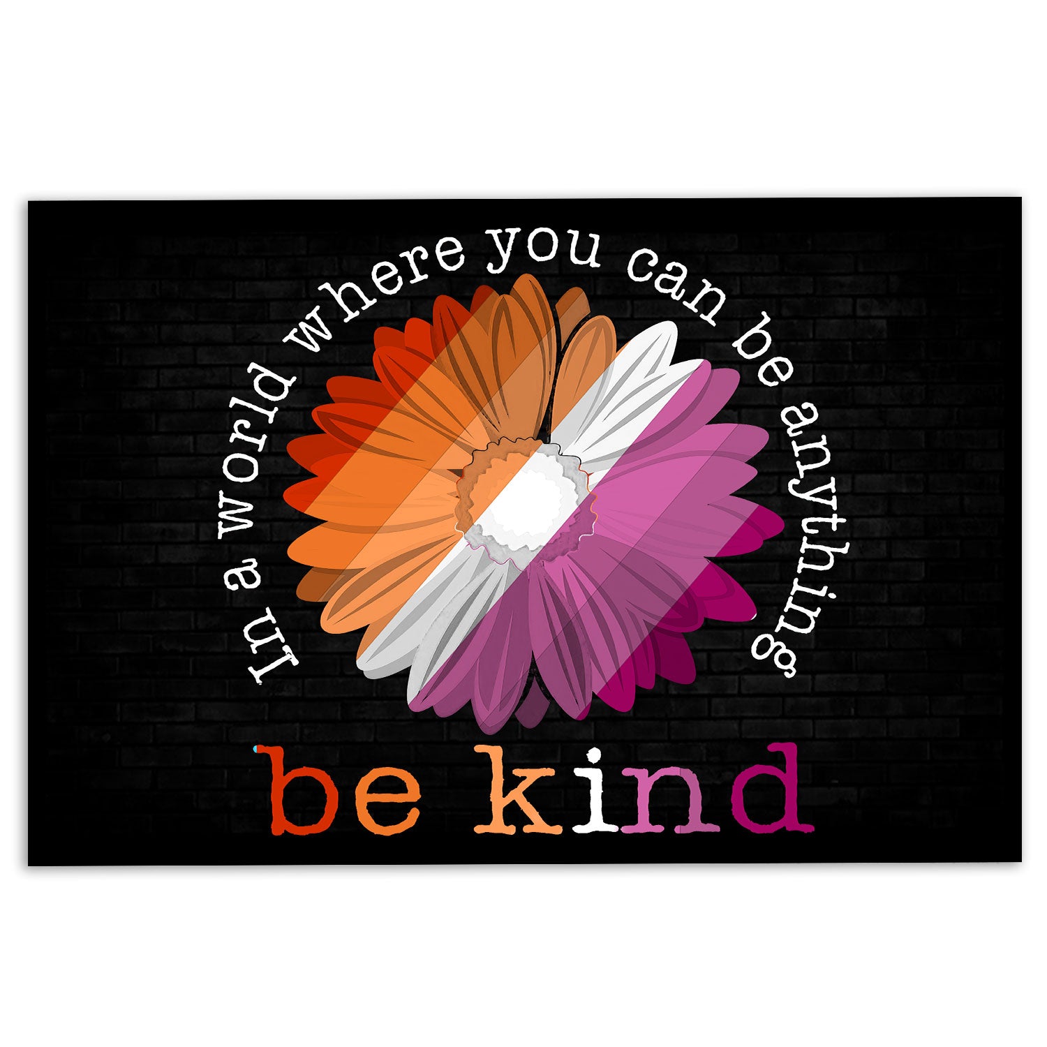Lgbt Rubber Doormat, Lgbt Lesbian Pride Support Gift Idea Be Kind Sunflower Black Welcome Doormat, Indoor Outdoor Door Mat, Home Decor