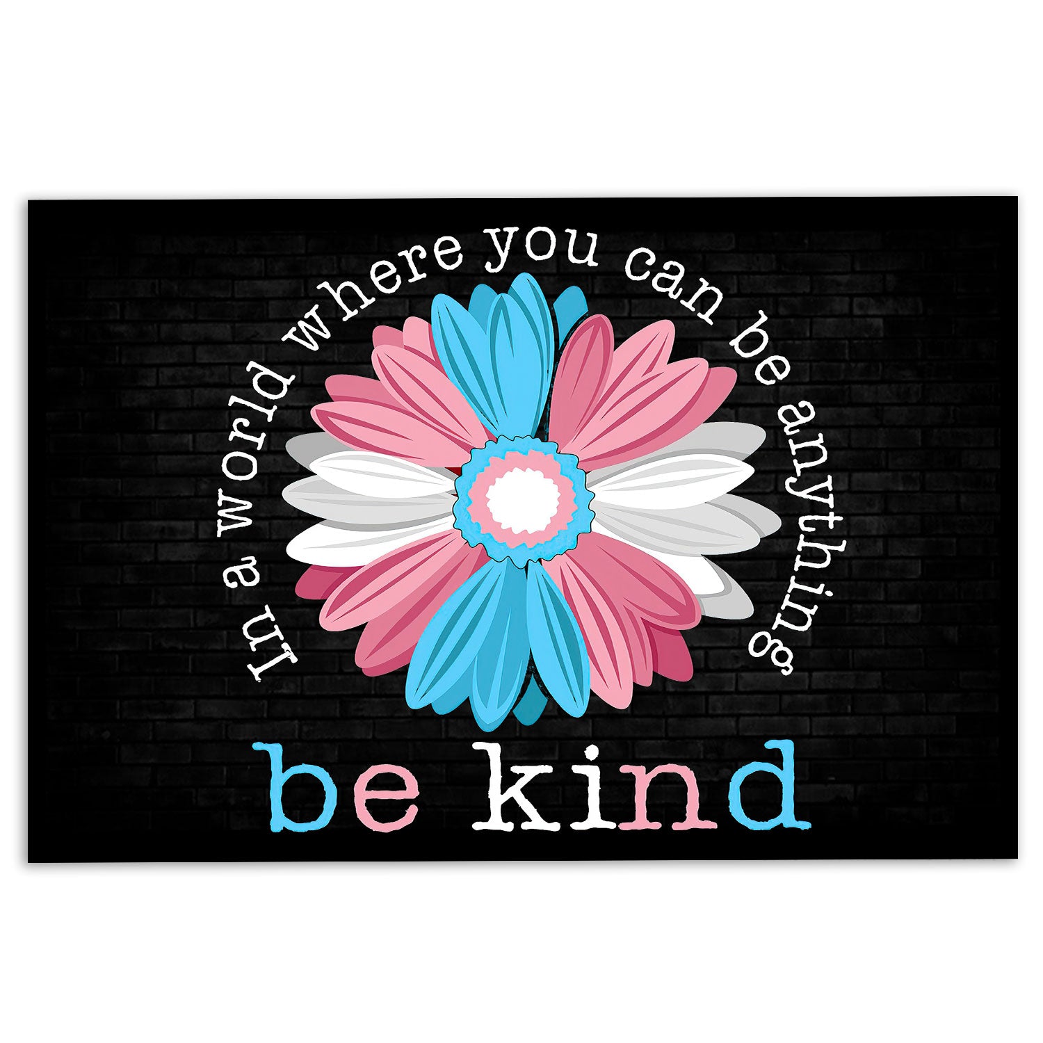 Lgbt Rubber Doormat, Lgbt Transgender Pride Support Gift Be Kind Sunflower Black Welcome Doormat, Indoor Outdoor Door Mat, Home Decor