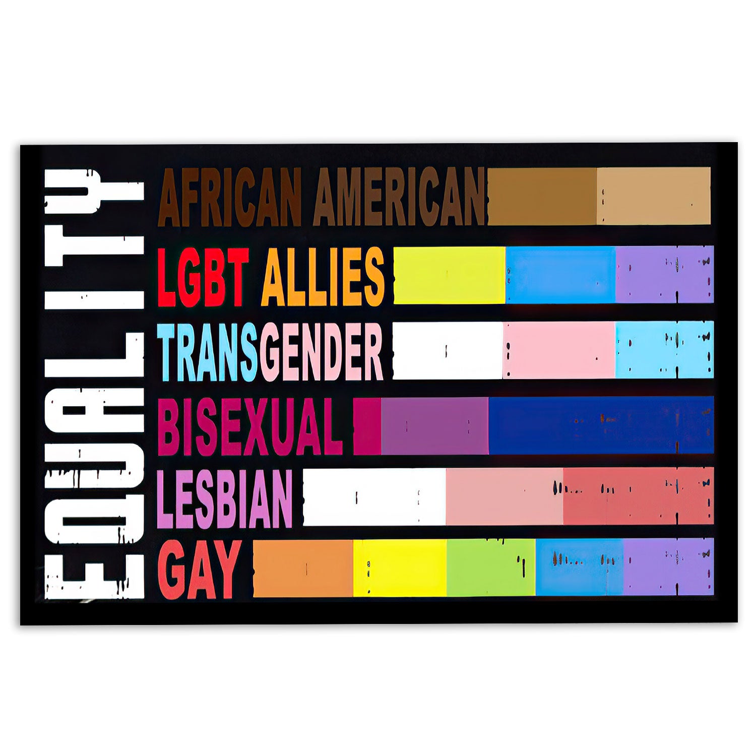 Lgbt Rubber Doormat, Lgbt African American Pride Support Gift Idea Equality Rainbow Welcome Doormat, Indoor Outdoor Door Mat, Home Decor
