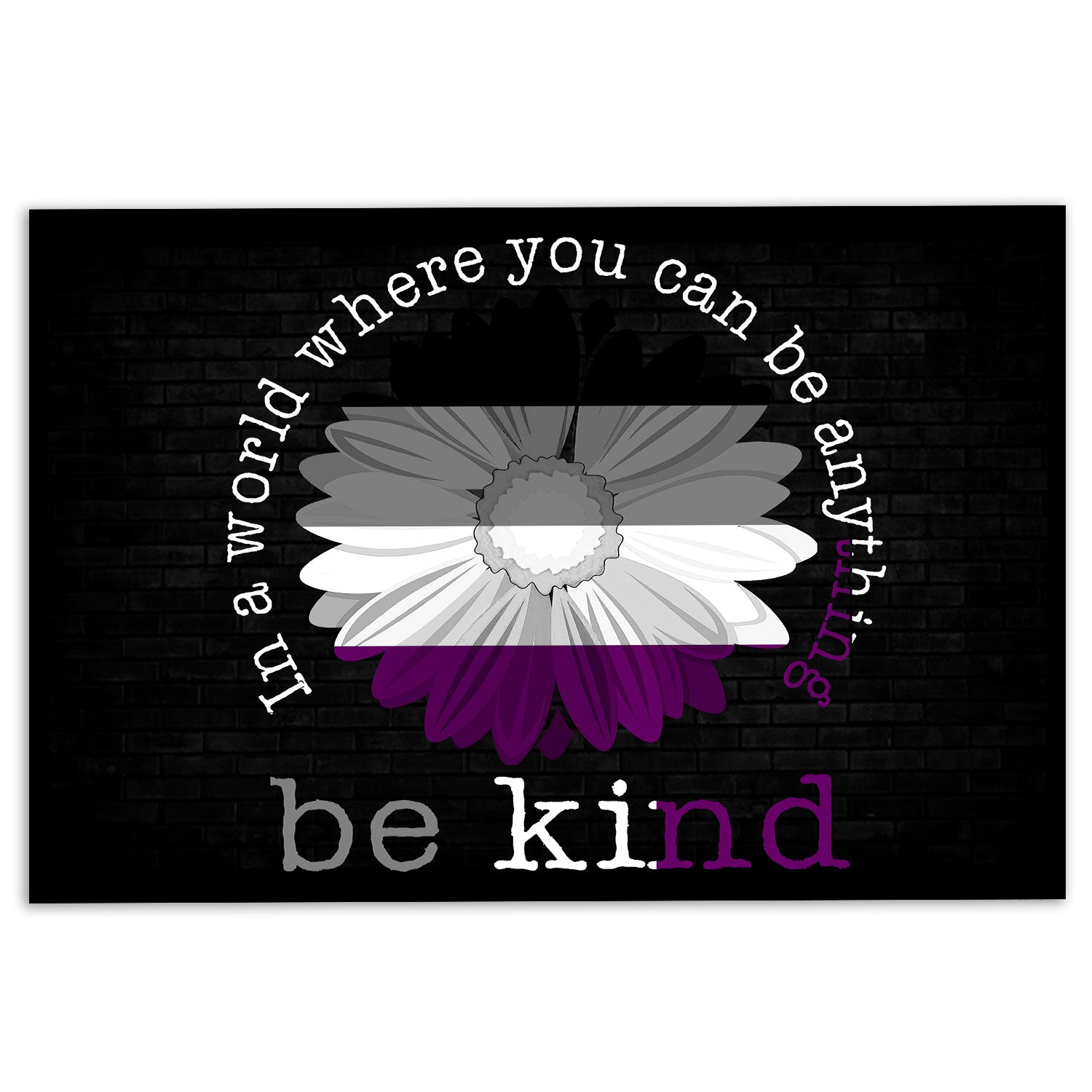 Lgbt Rubber Doormat, Lgbt Asexual Pride Support Gift Idea Be Kind Sunflower Black Welcome Doormat, Indoor Outdoor Door Mat, Home Decor