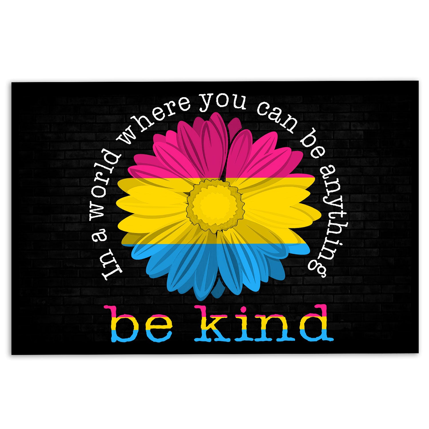 Lgbt Rubber Doormat, Lgbt Pansexual Pride Support Gift Idea Be Kind Sunflower Black Welcome Doormat, Indoor Outdoor Door Mat, Home Decor