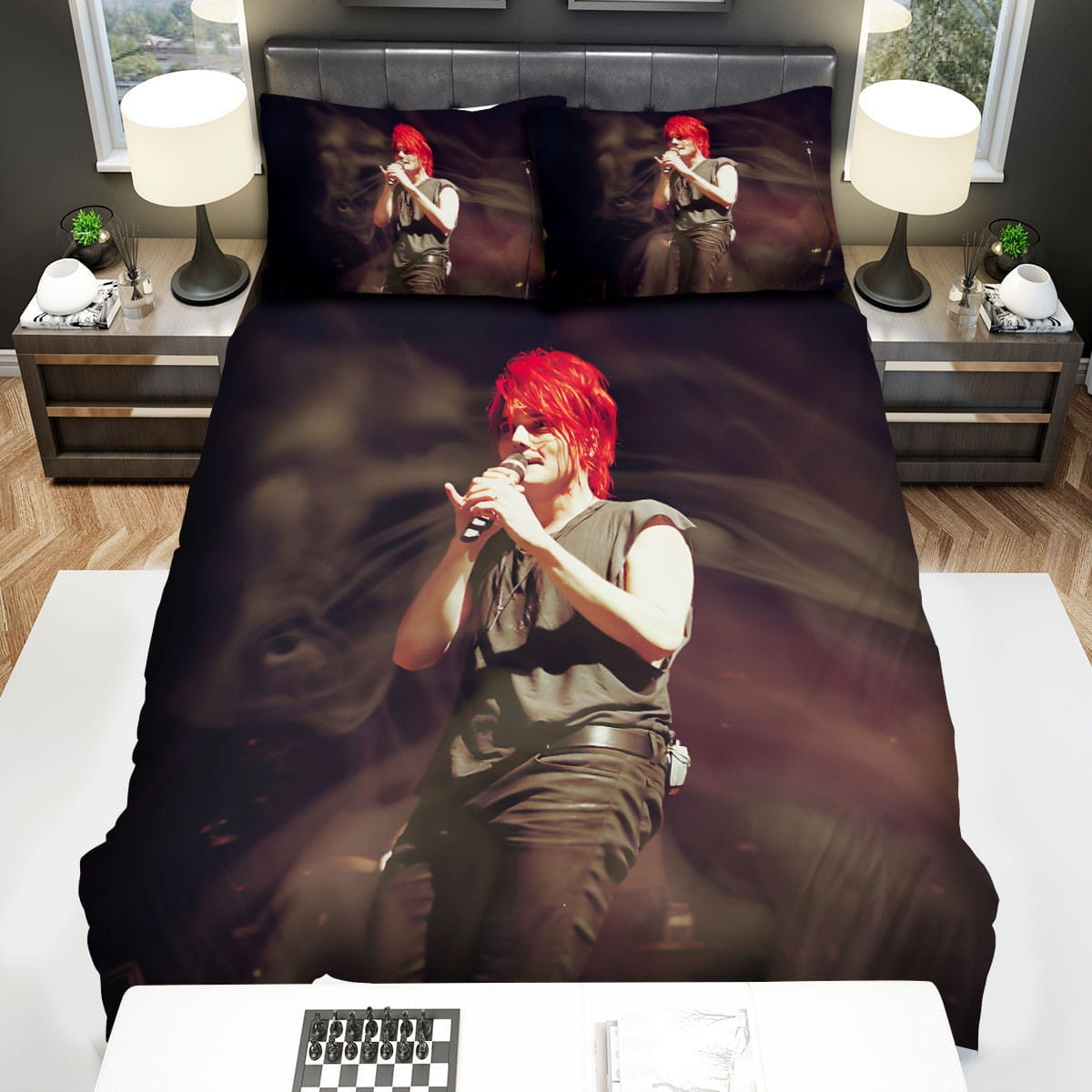 Gerard Way On Stage Decorative Bedding Sets with Duvet Cover, Flatsheet, Pillowcases
