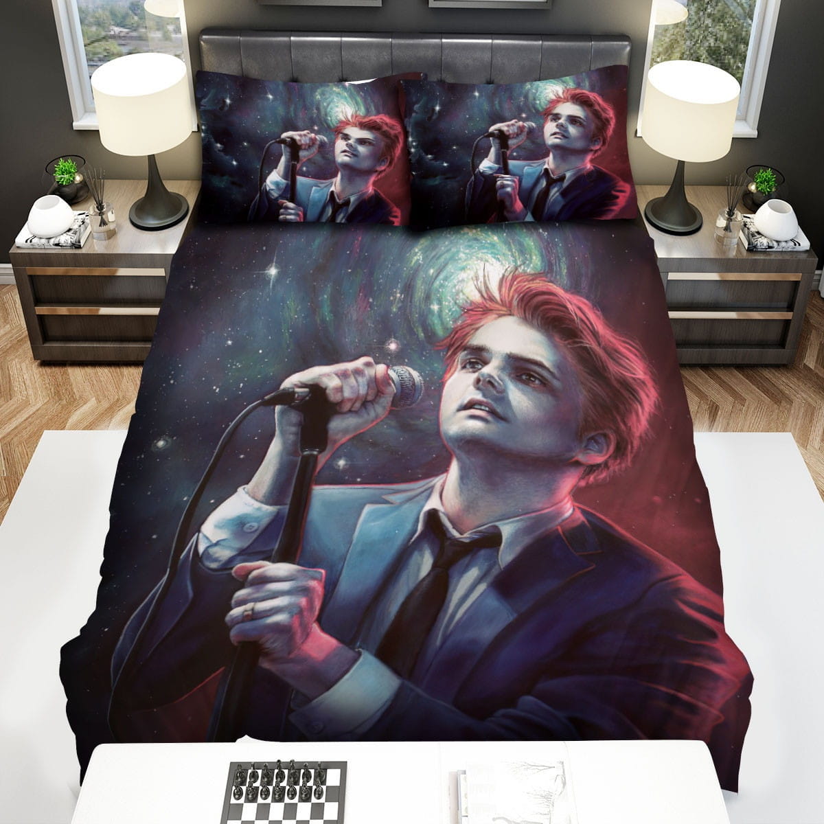 Gerard Way Singing Bedding Sets, Flatsheet Gift For Christmas, Thanksgiving, Halloween