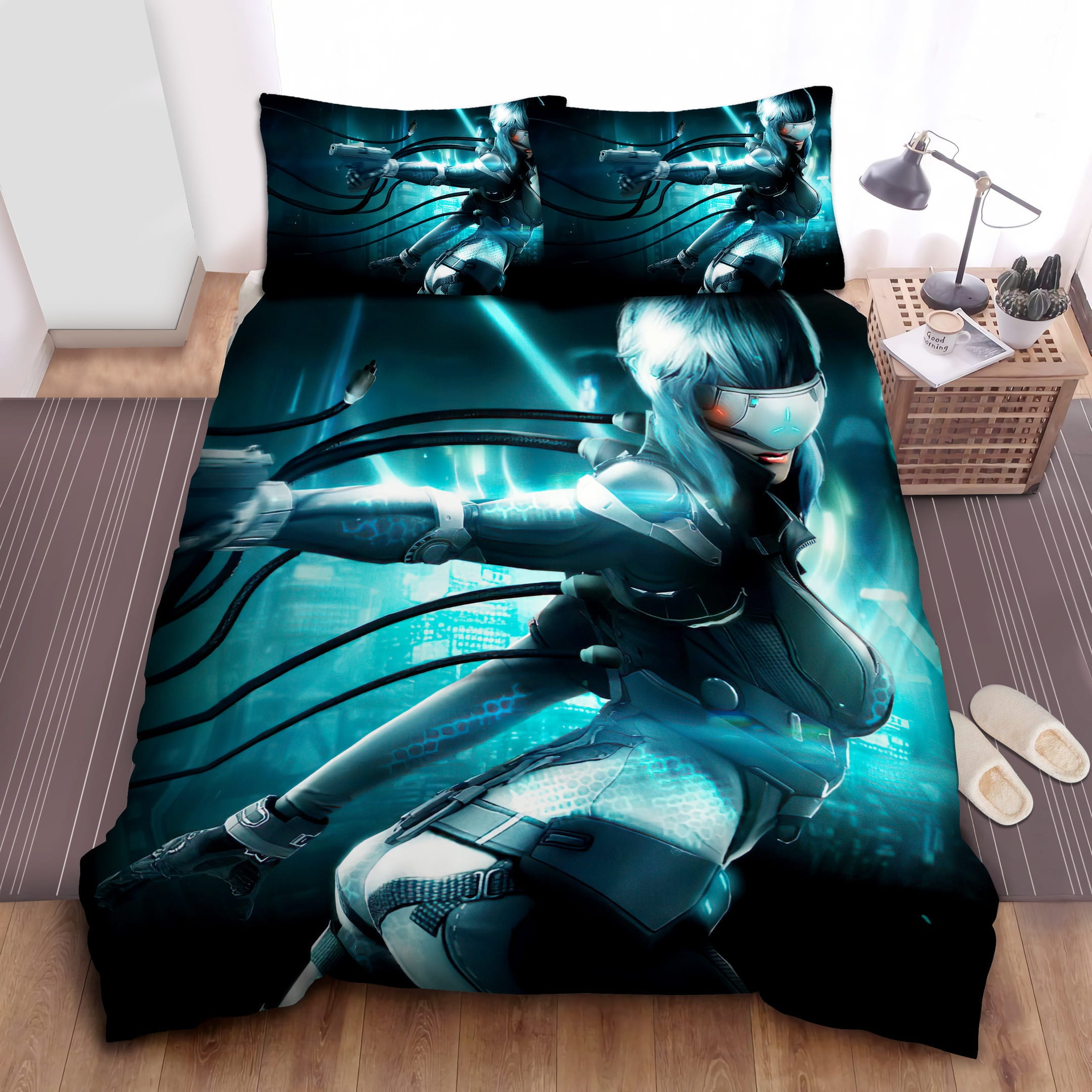 Ghost In The Shell Cyborg Bedding Sets Duvet Cover, Flatsheet, Pillowcases Perfect Gift For Fans