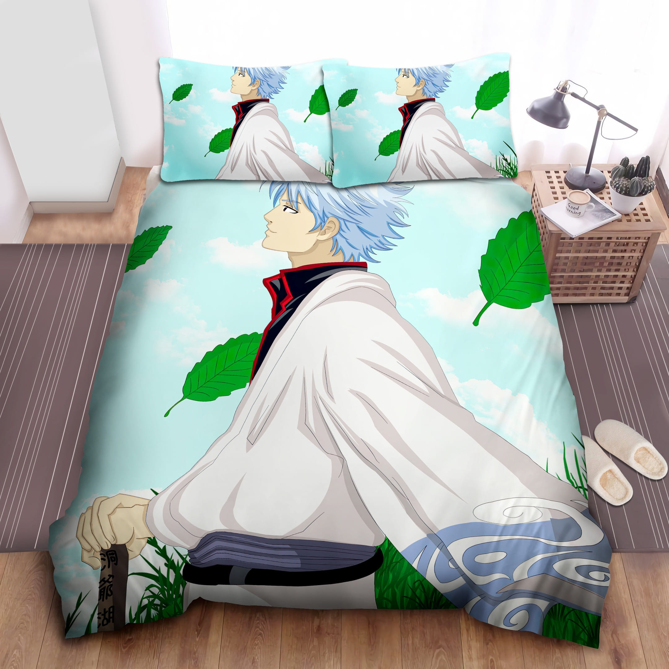 Gintoki And Falling Leaves Bedding Sets Duvet Cover, Flatsheet, Pillowcases For Every Bedroom