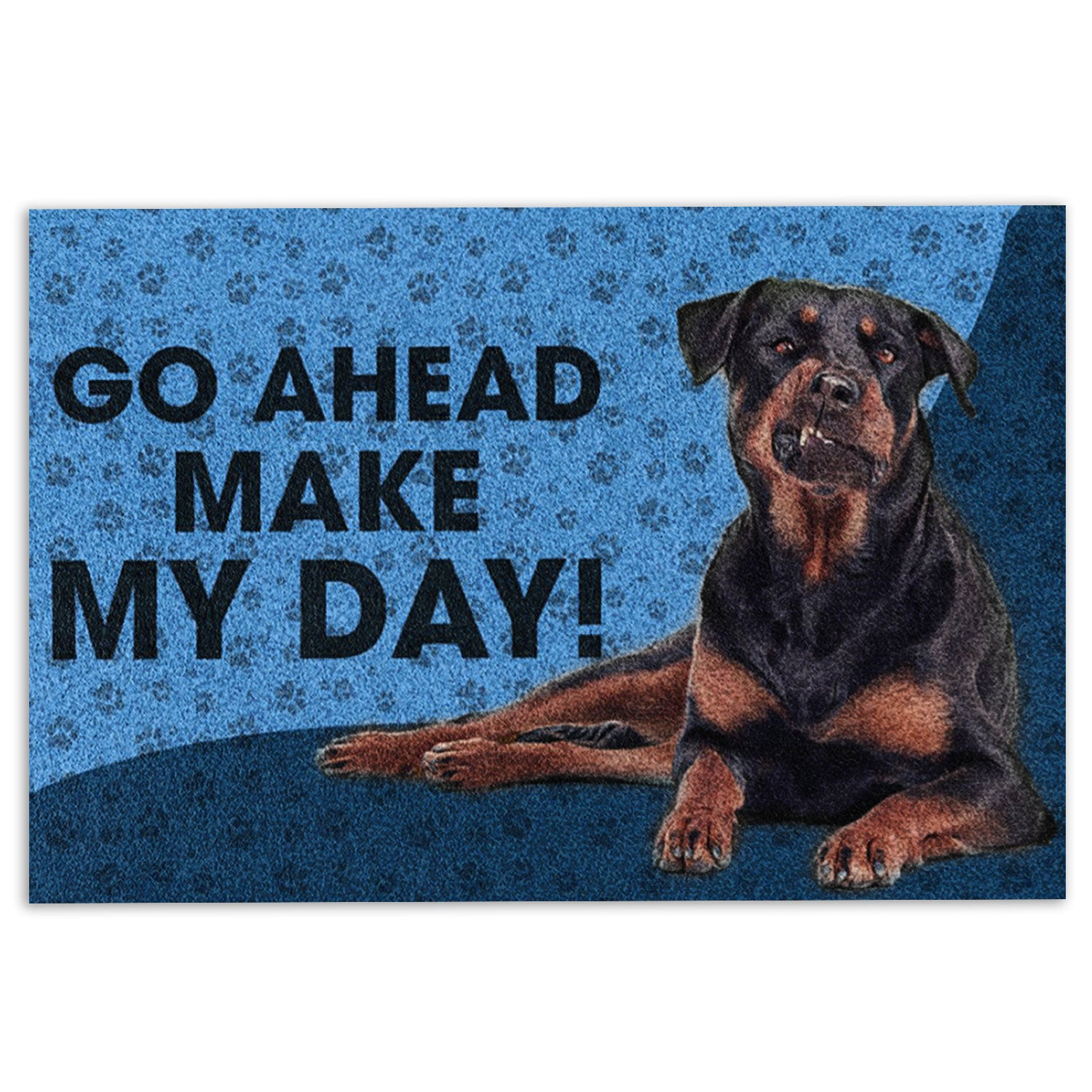 Rottweiler Rubber Doormat, Rottweiler Dog Go Ahead Make My Day Welcome Doormat, Indoor Outdoor Door Mat, Home Decor
