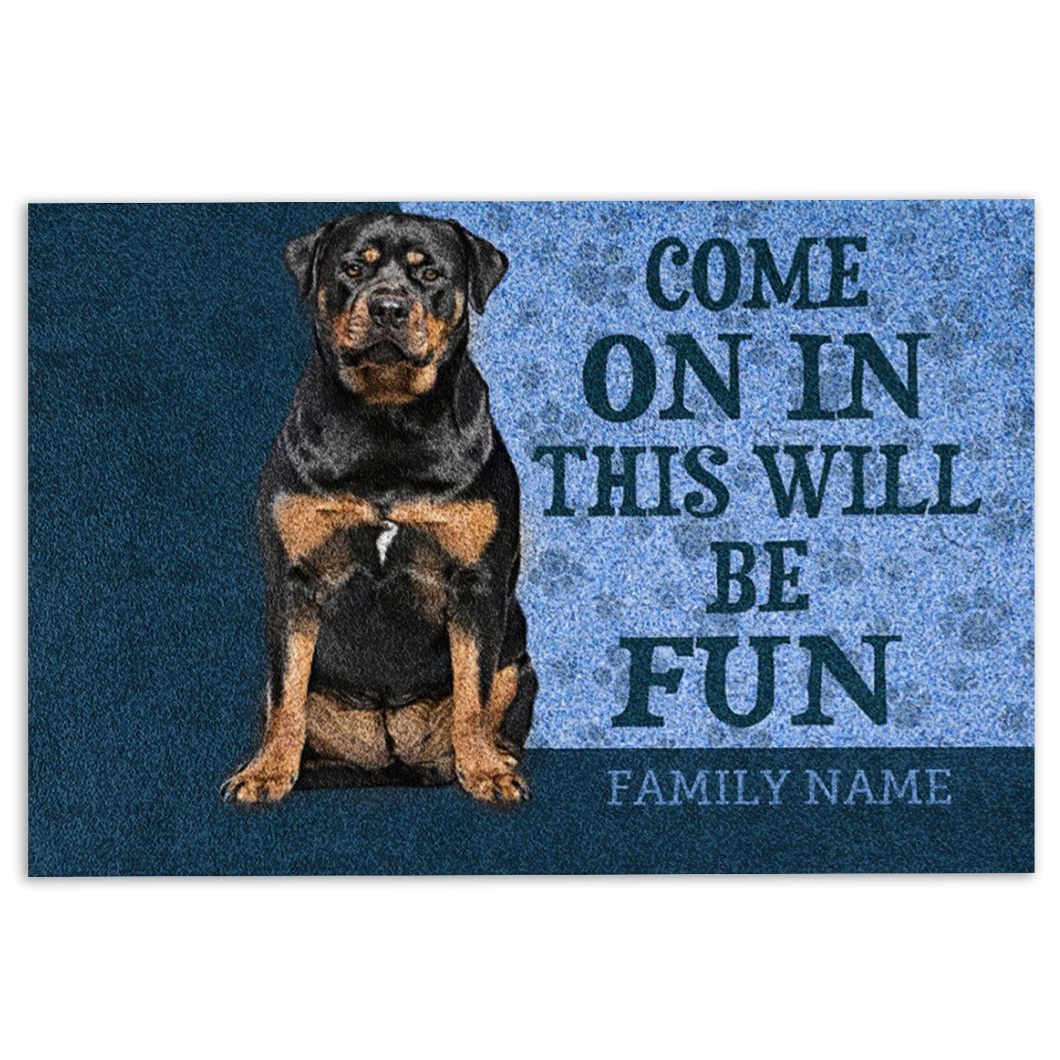 Rottweiler Rubber Doormat, Rottweiler Come On In This Will Be Fun Welcome Doormat, Custom Name Indoor Outdoor Door Mat, Home Decor