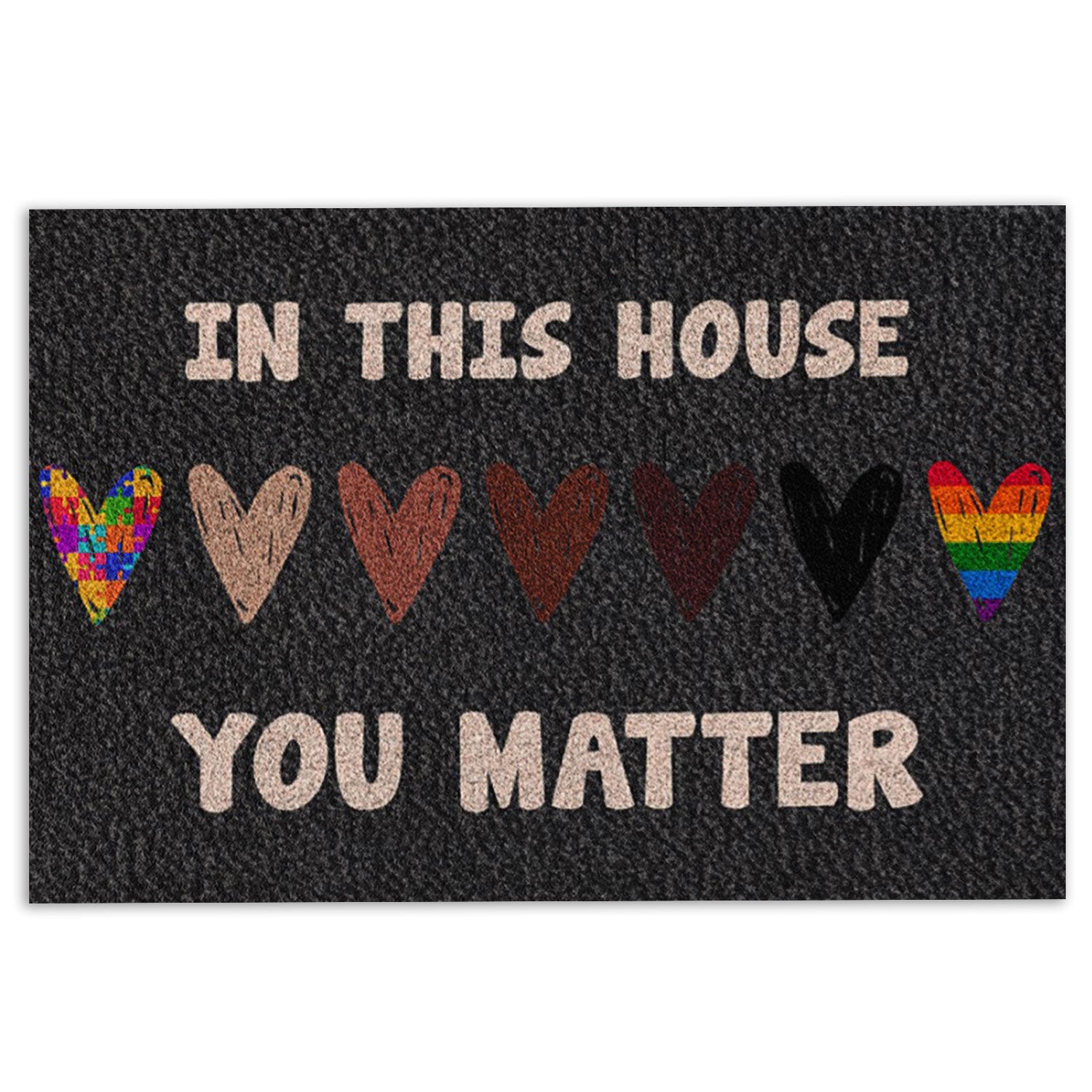 Lgbt Rubber Doormat, Lgbt In This House You Matter Pide Love Peace Welcome Doormat, Indoor Outdoor Door Mat, Home Decor