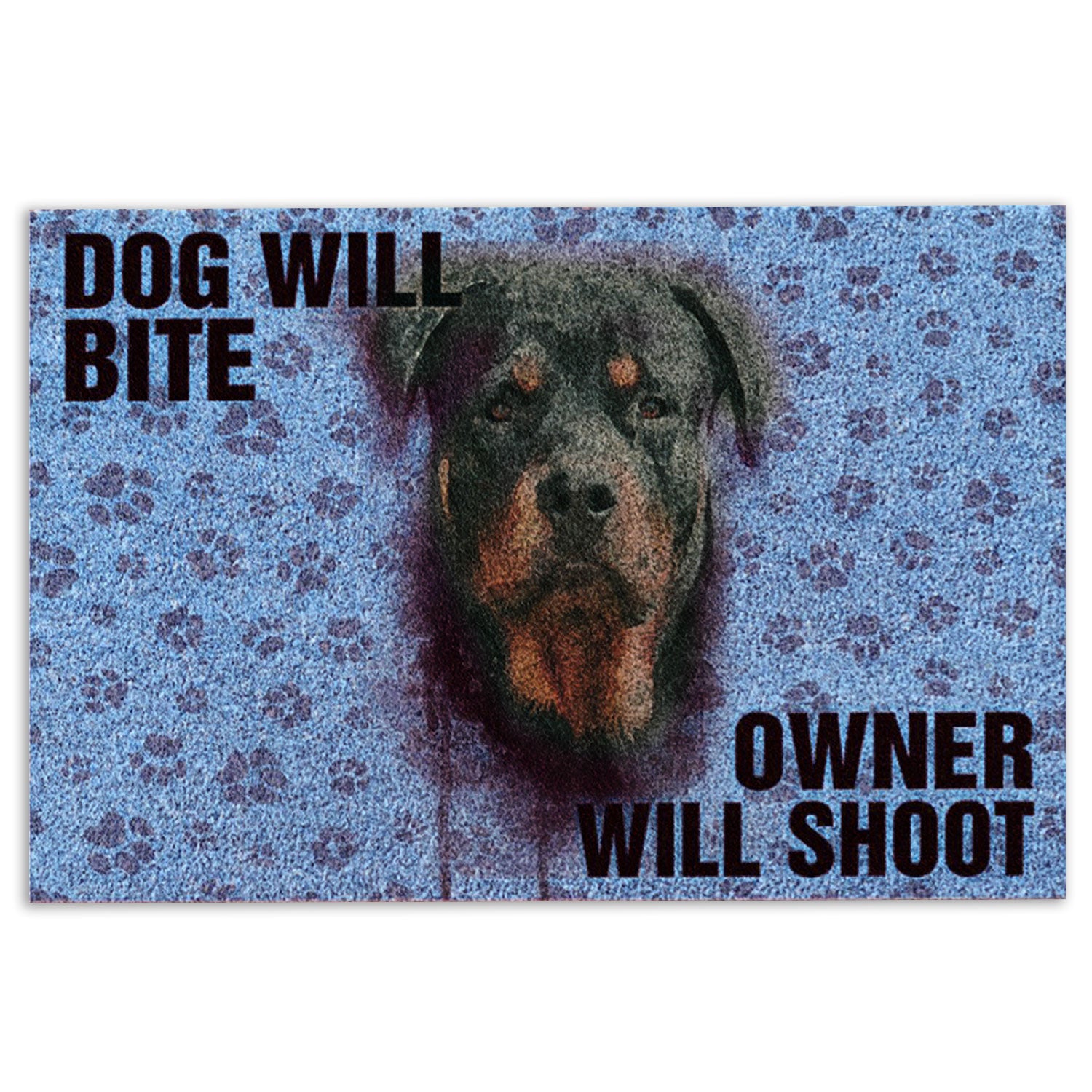 Rottweiler Rubber Doormat, Rottweiler Dog Will Bite Owner Will Shoot Welcome Doormat, Indoor Outdoor Door Mat, Home Decor