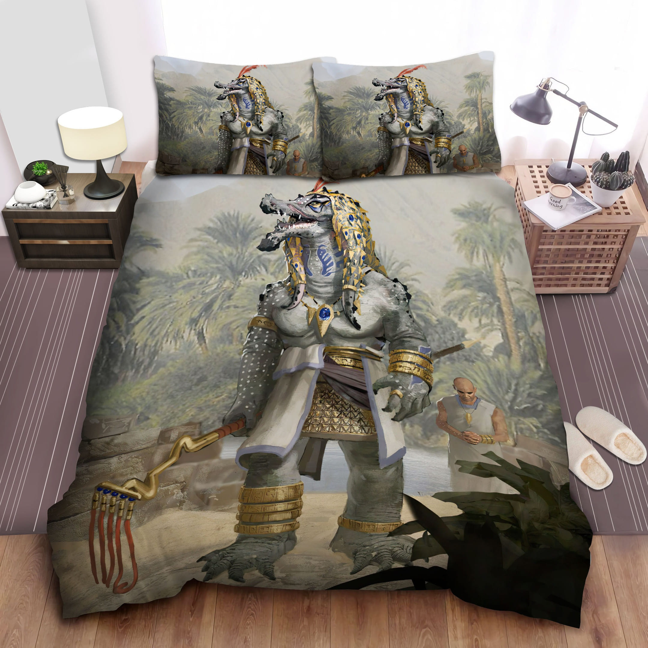 God Sobek Walking Bedding Sets, Flatsheet Gift For Christmas, Thanksgiving, Halloween
