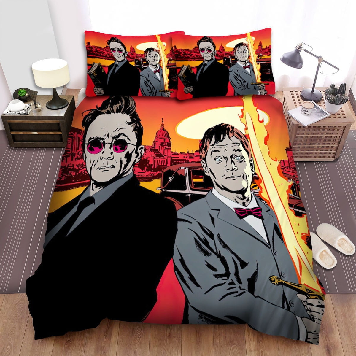 Good Omens Fire Sword Decorative Bedding Sets with Duvet Cover, Flatsheet, Pillowcases
