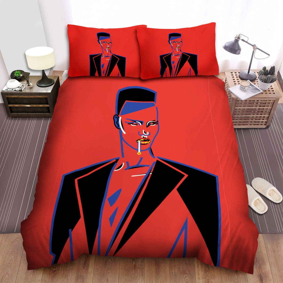 Grace Jones Draw Bedding Sets Duvet Cover, Flatsheet, Pillowcases Perfect Gift For Fans
