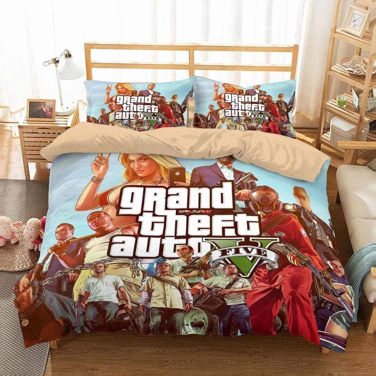 Grand Theft Auto V Bedding Set, Gift For Christmas, Birthday, Thanksgiving