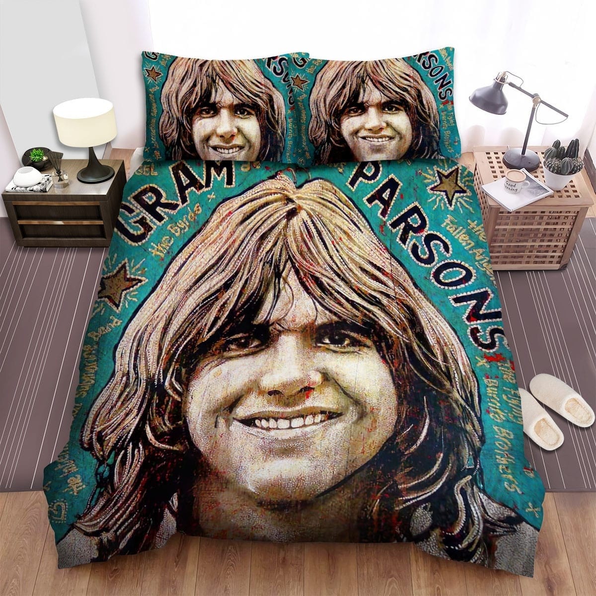 Gram Parsons Portrait Art Bedding Sets, Flatsheet Gift For Christmas, Thanksgiving, Halloween