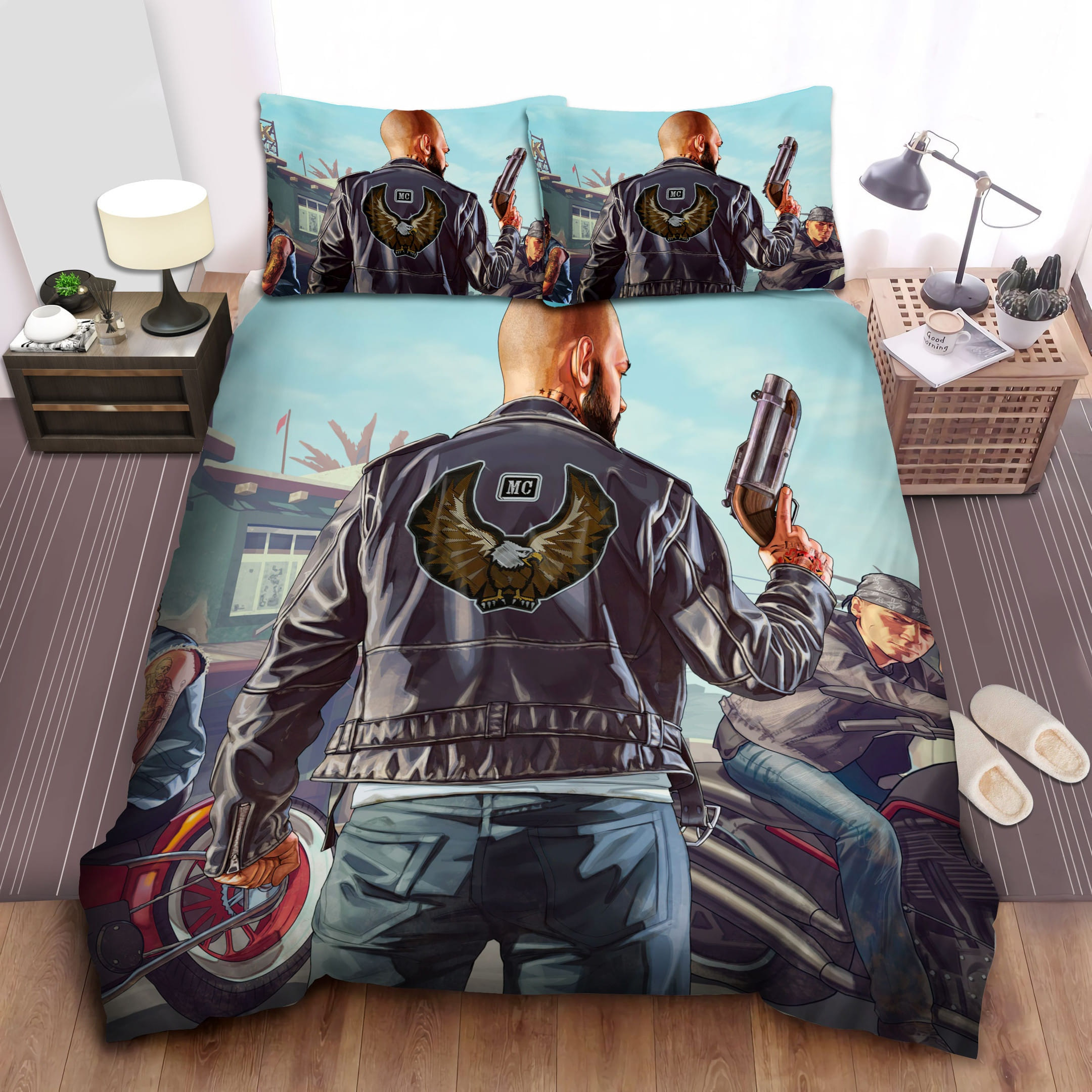 Grand Theft Auto Bikers Bedding Sets, Flatsheet Gift For Wife, Husband, Besties