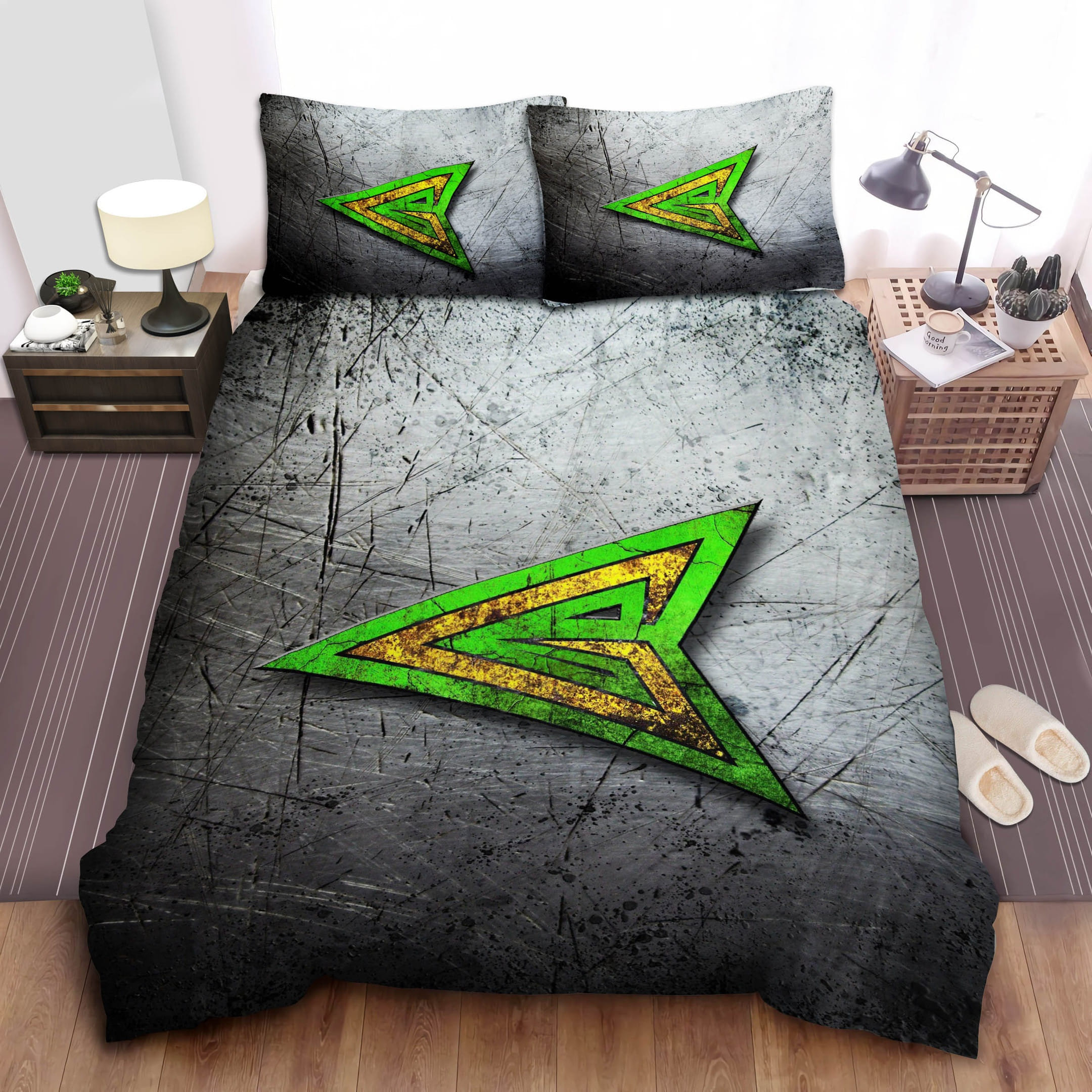 Green Arrow Symbol Bedding Sets Duvet Cover, Flatsheet, Pillowcases For Every Bedroom