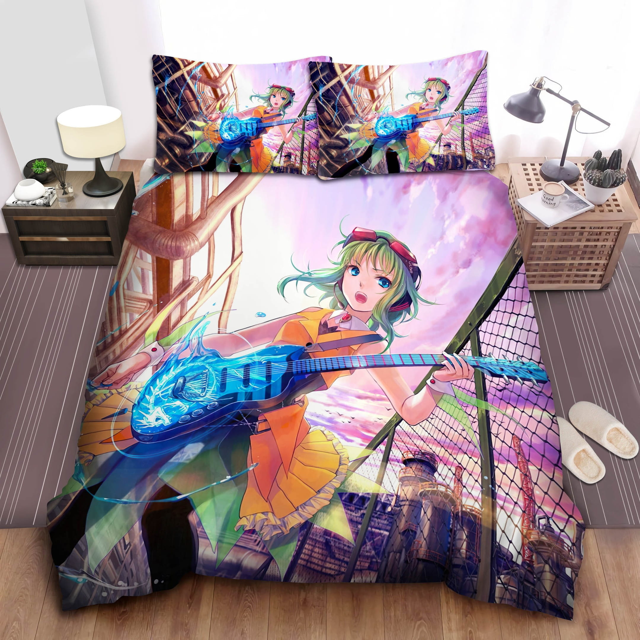 Gumi (Megpoid) With Guitar Bedding Sets, Flatsheet Gift For Wife, Husband, Besties