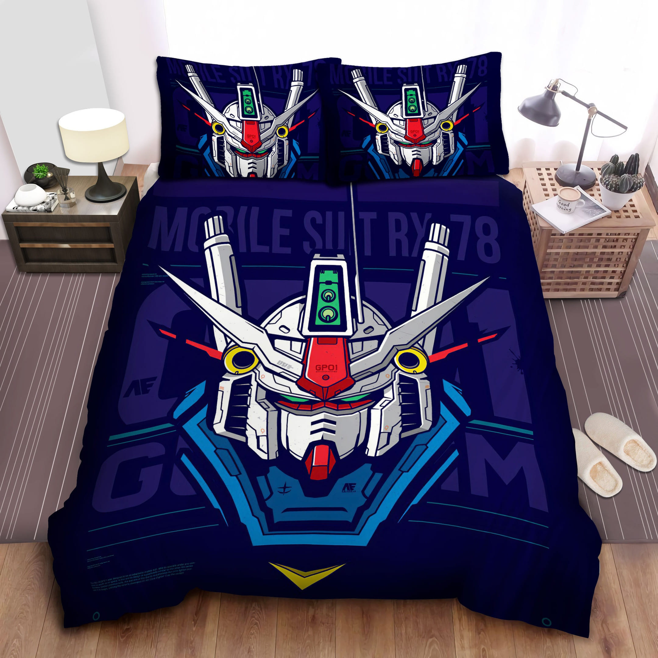Gundam Head Bedding Sets Duvet Cover, Flatsheet, Pillowcases Perfect Gift For Fans