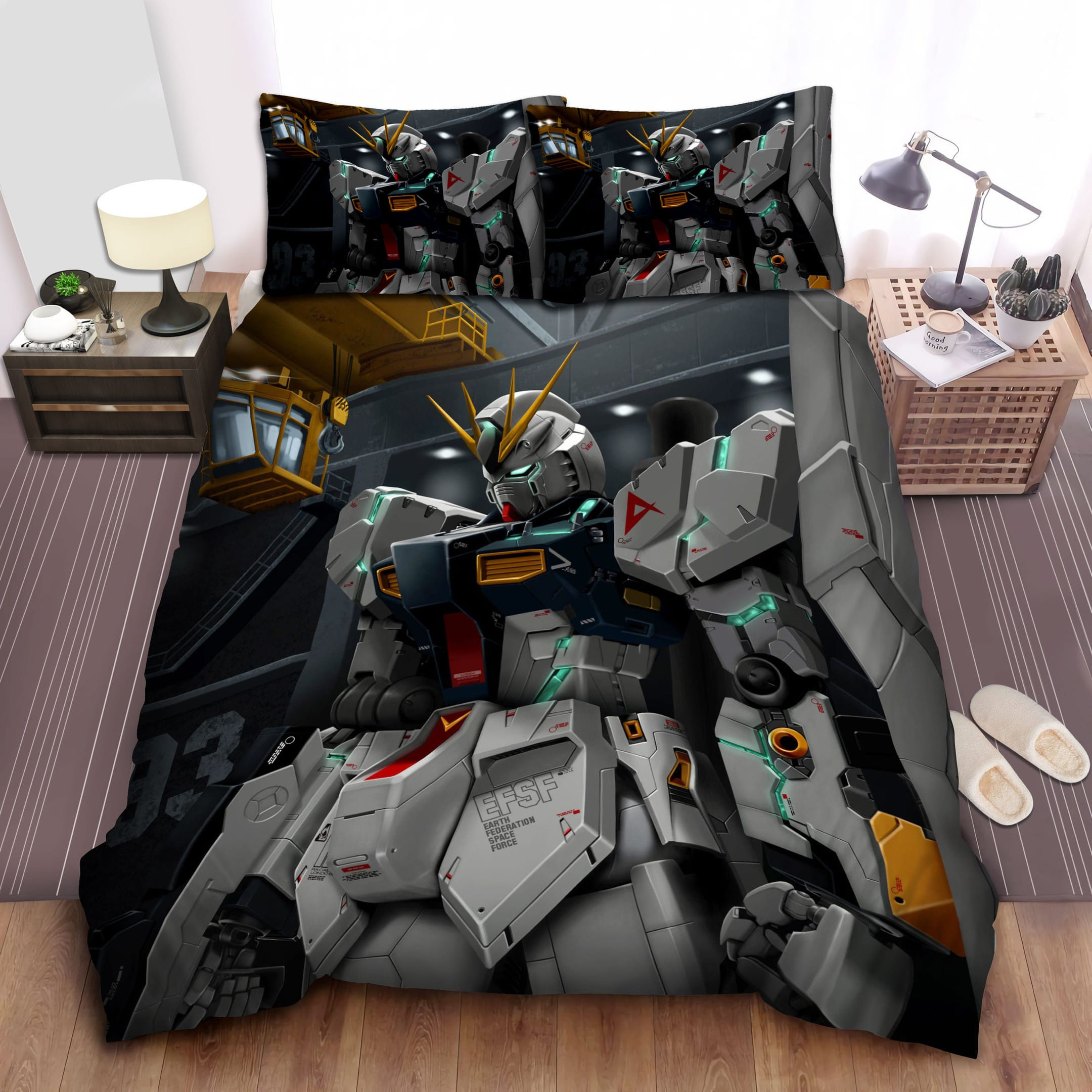 Gundam Rx-93 Bedding Set, Gift For Christmas, Birthday, Thanksgiving