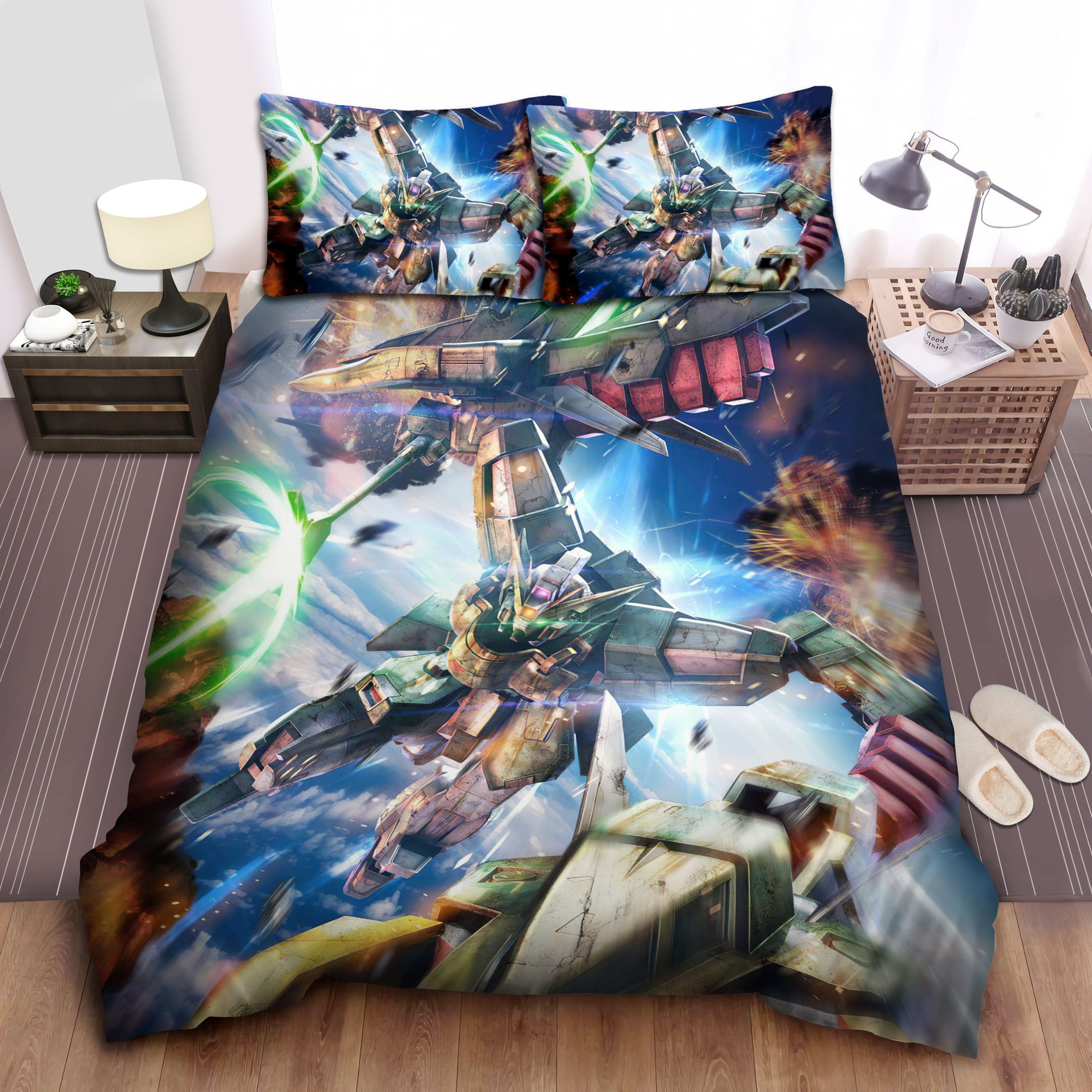 Gundam Vs Gundam Cross War Decorative Bedding Sets with Duvet Cover, Flatsheet, Pillowcases