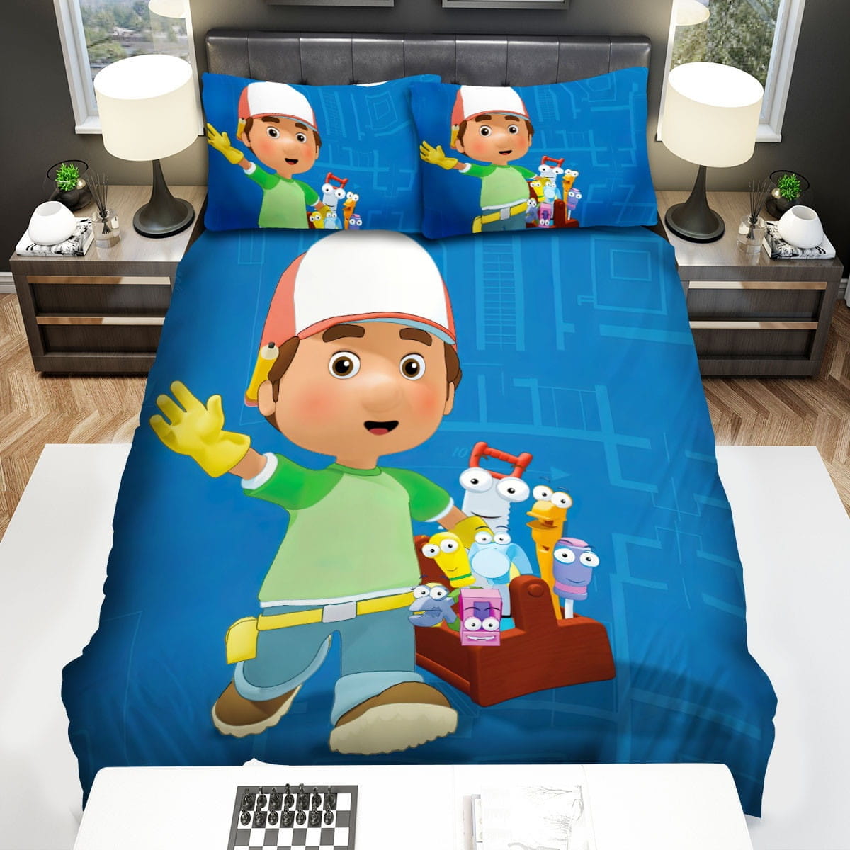 Handy Manny Say Hi To You Decorative Bedding Sets with Duvet Cover, Flatsheet, Pillowcases